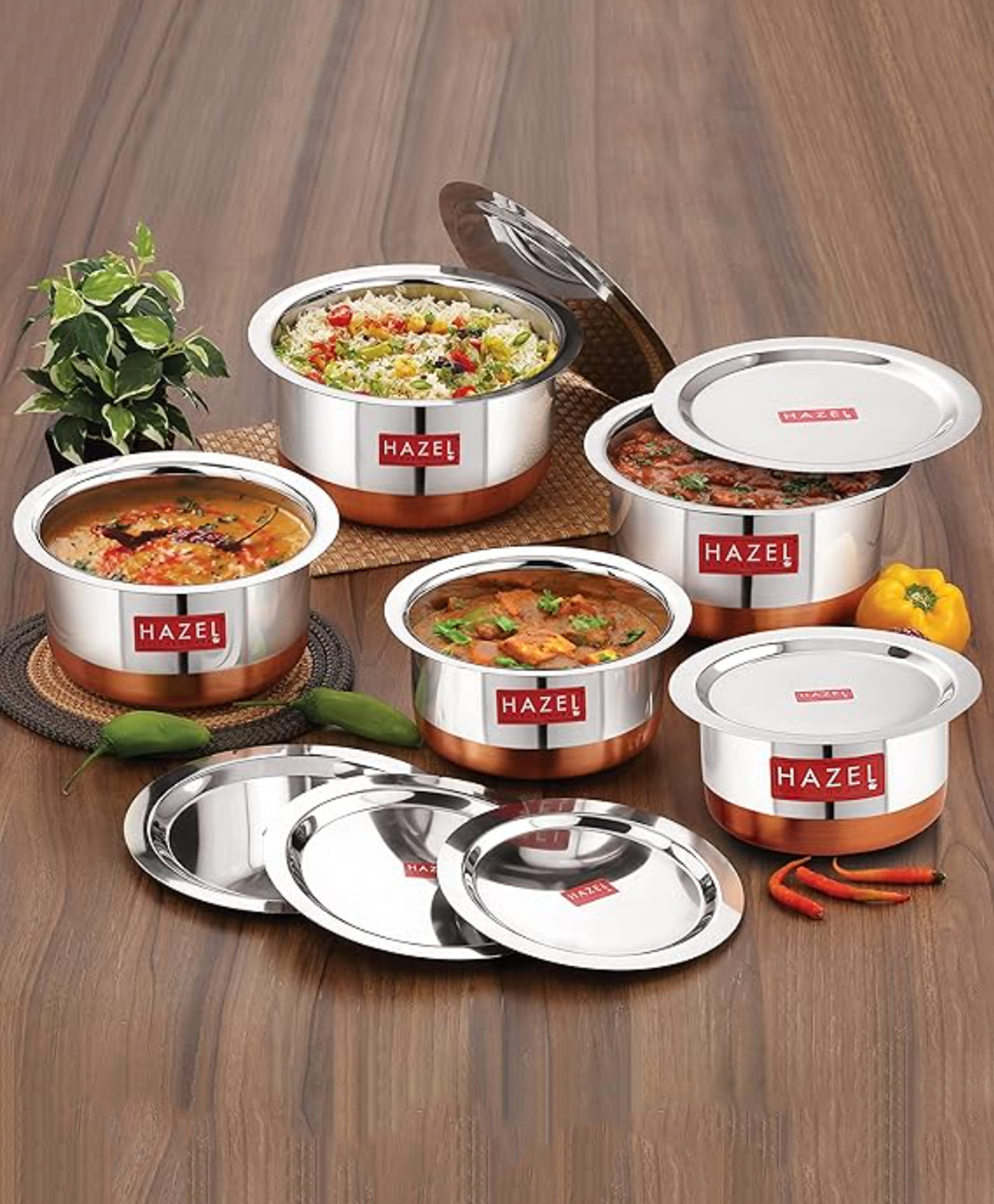HAZEL Stainless Steel Copper Bottom Tope with Lid - 5 Pcs Set-picture-21