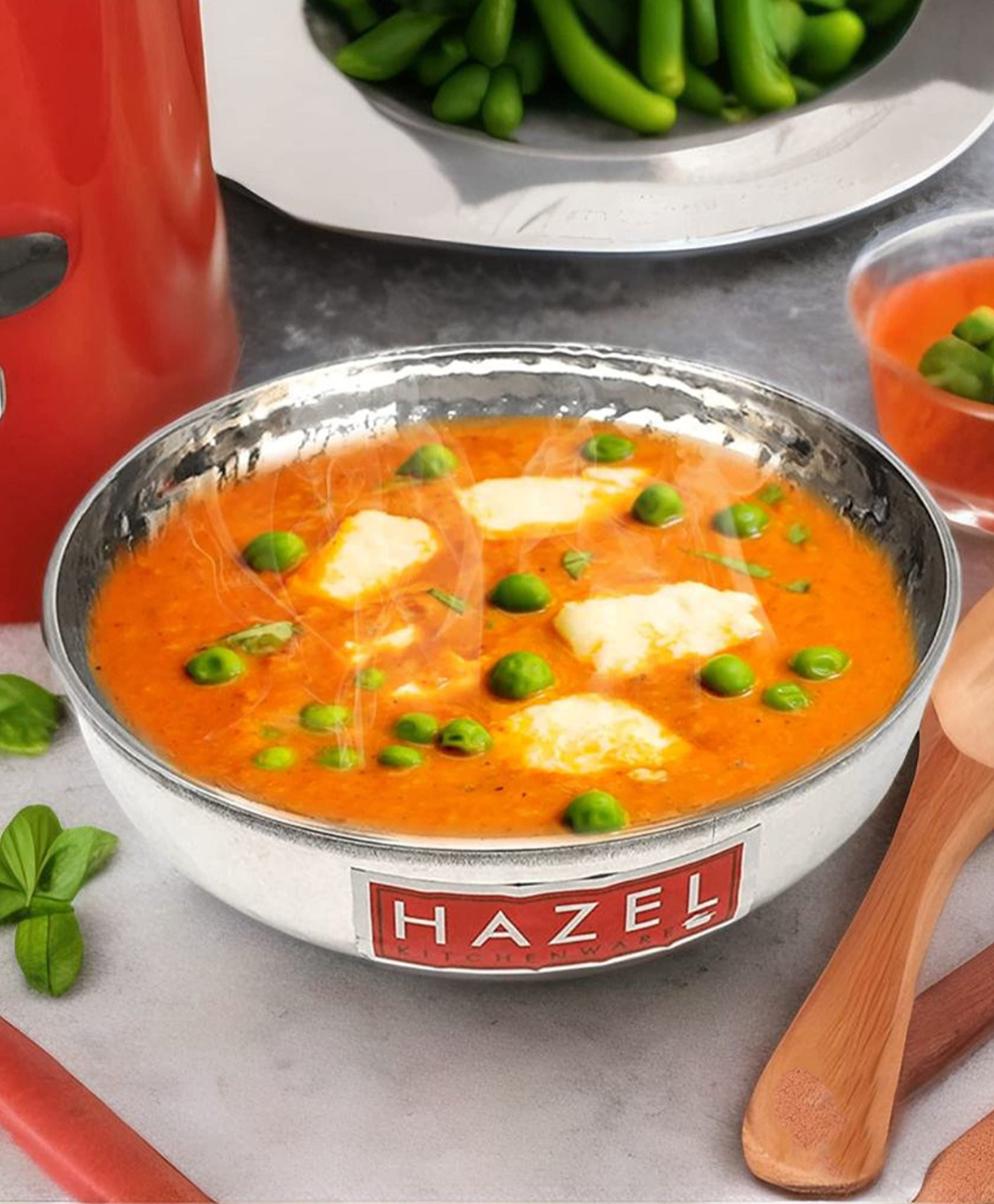 HAZEL Stainless Steel Hammered Tone Kadai Tasra, Diameter 20.5 cm, 1350 ml-image-12