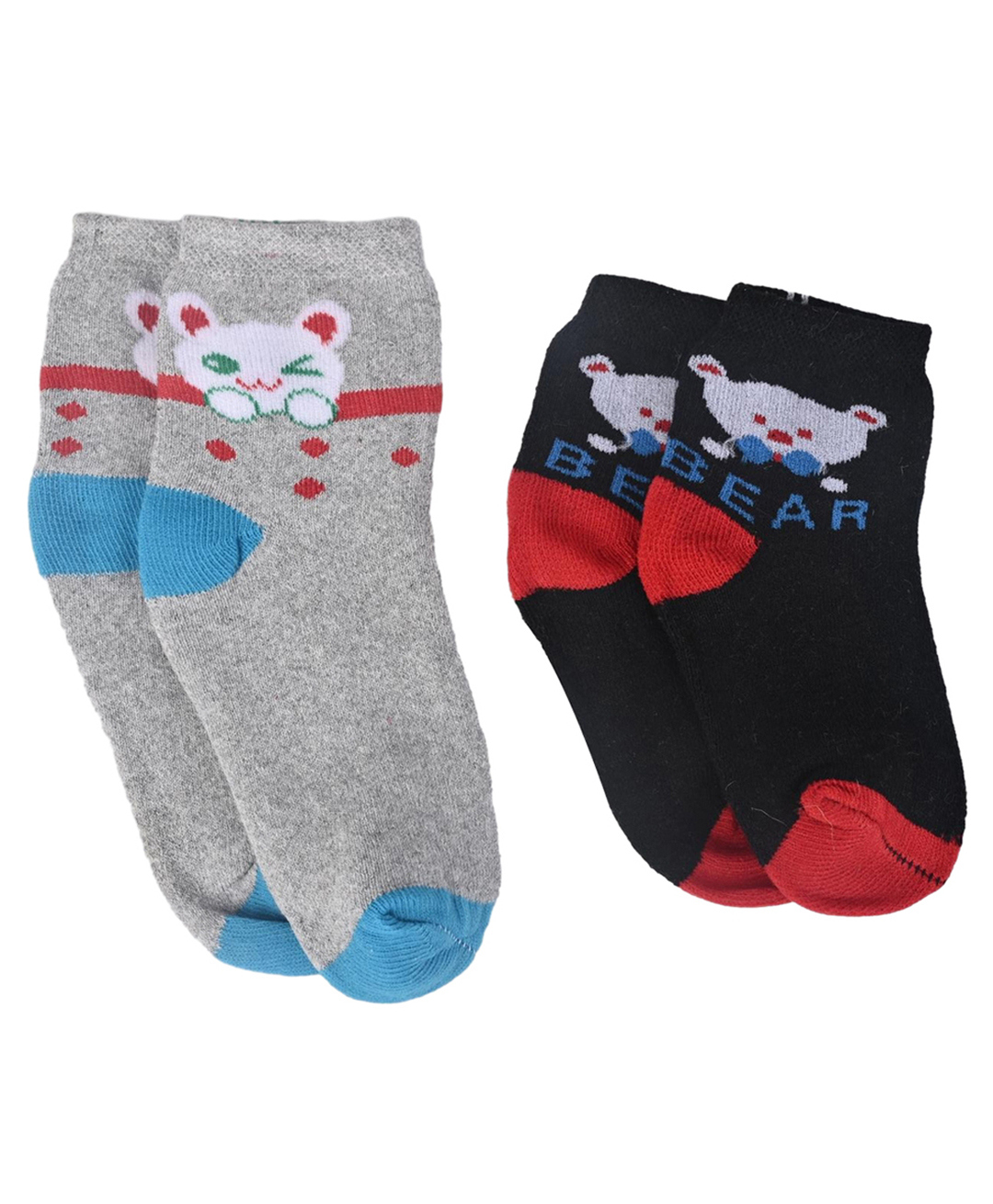 Kid-O-World Pack Of 2 Bear Printed Socks - Grey & Black-picture-20