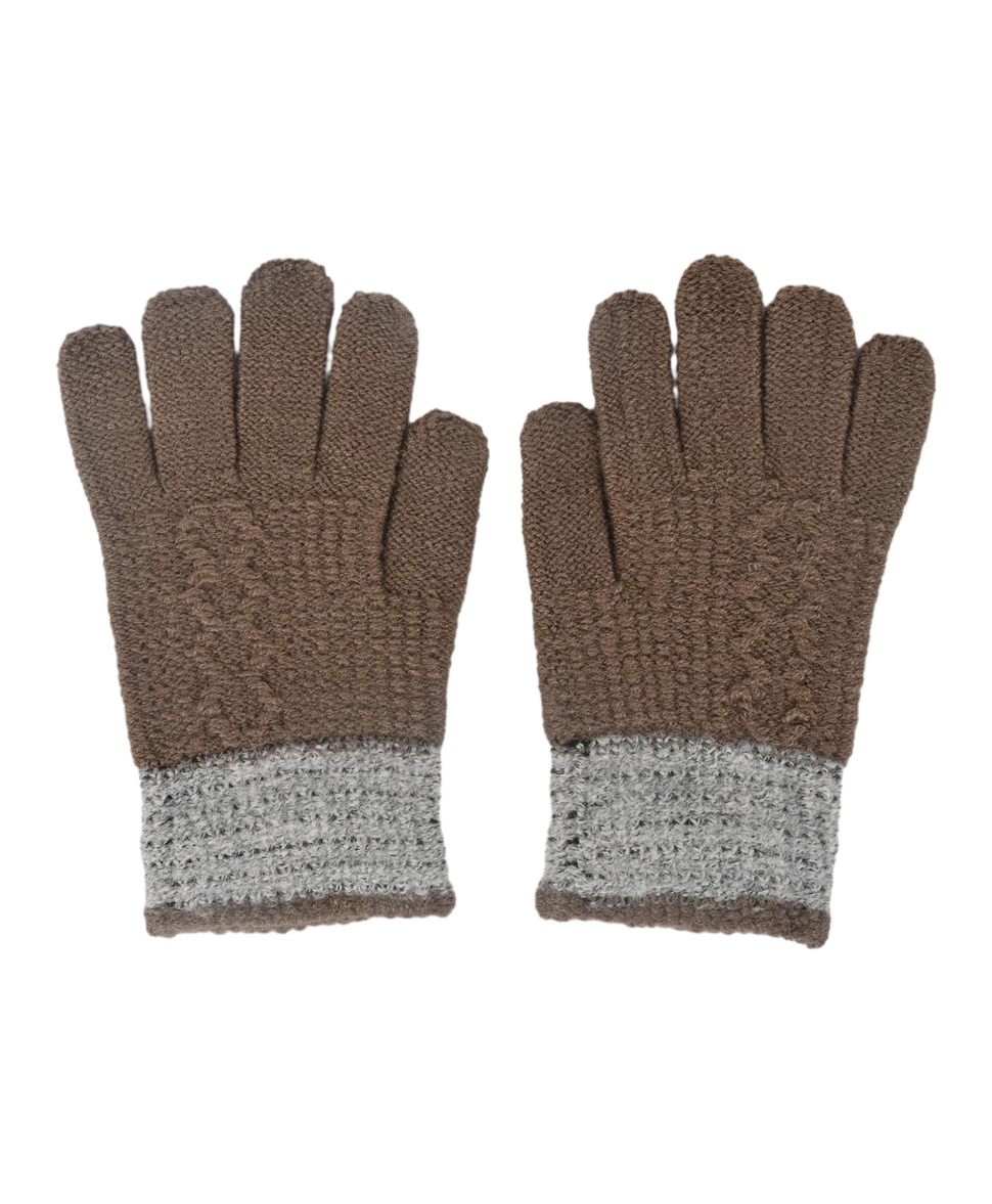 Kid-O-World Knit Colour Blocked Gloves - Brown-picture-20