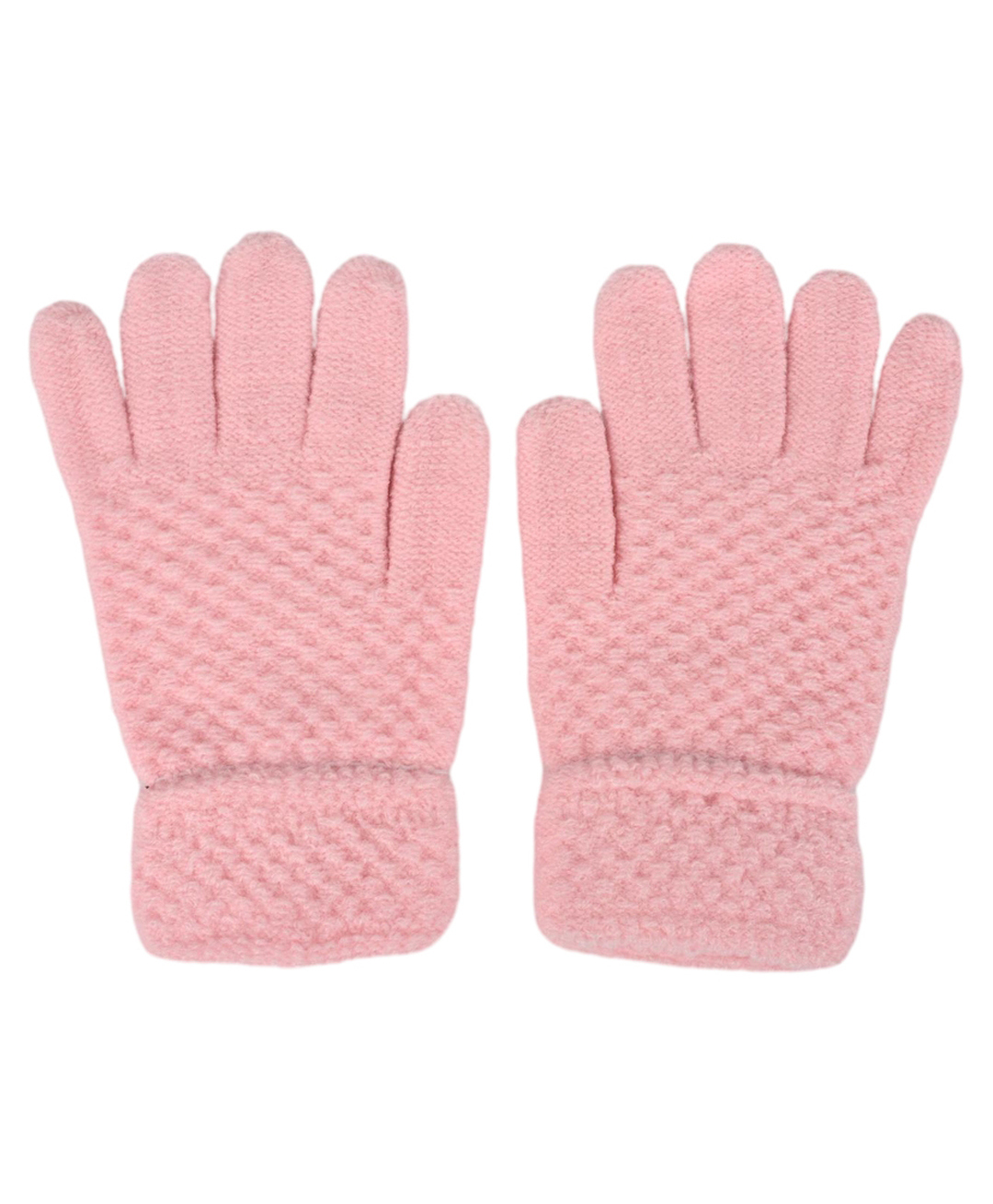 Kid-O-World Knit Self Designed Gloves - Peach-image-7