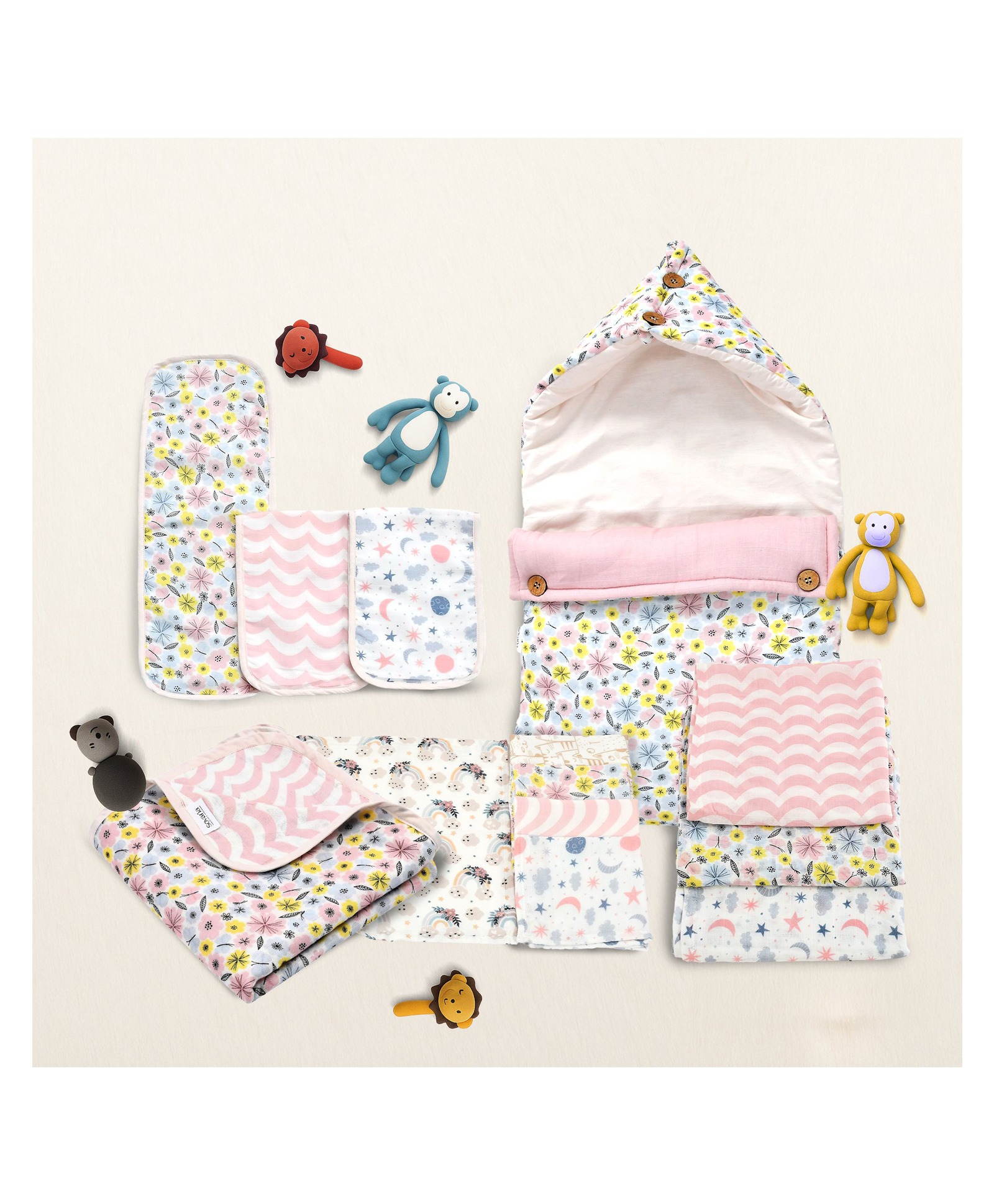 SOVANA Organic Cotton Combo of 13 pcs newborn essentials-Eden garden-picture-23