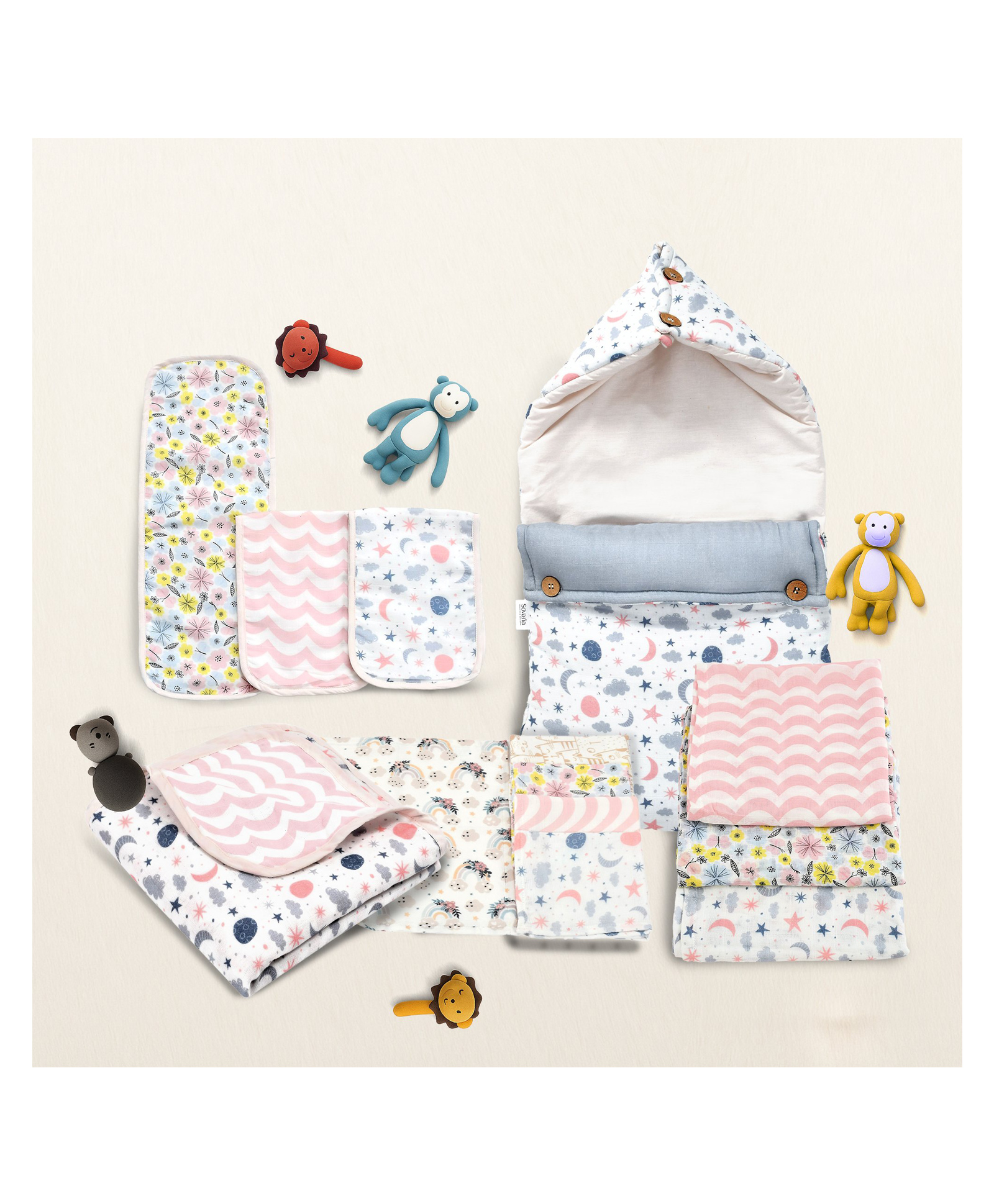 SOVANA Organic Cotton Combo of 13 pcs newborn essentials-Twinklers-picture-17