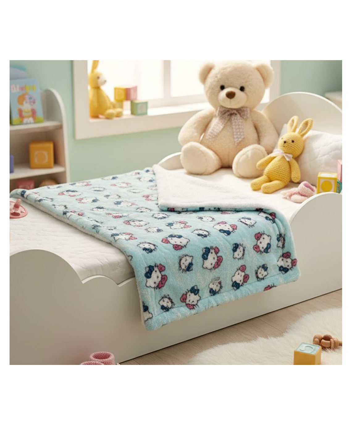 SOVANA Flannel sherpa reversible blanket-Kitty World-picture-10