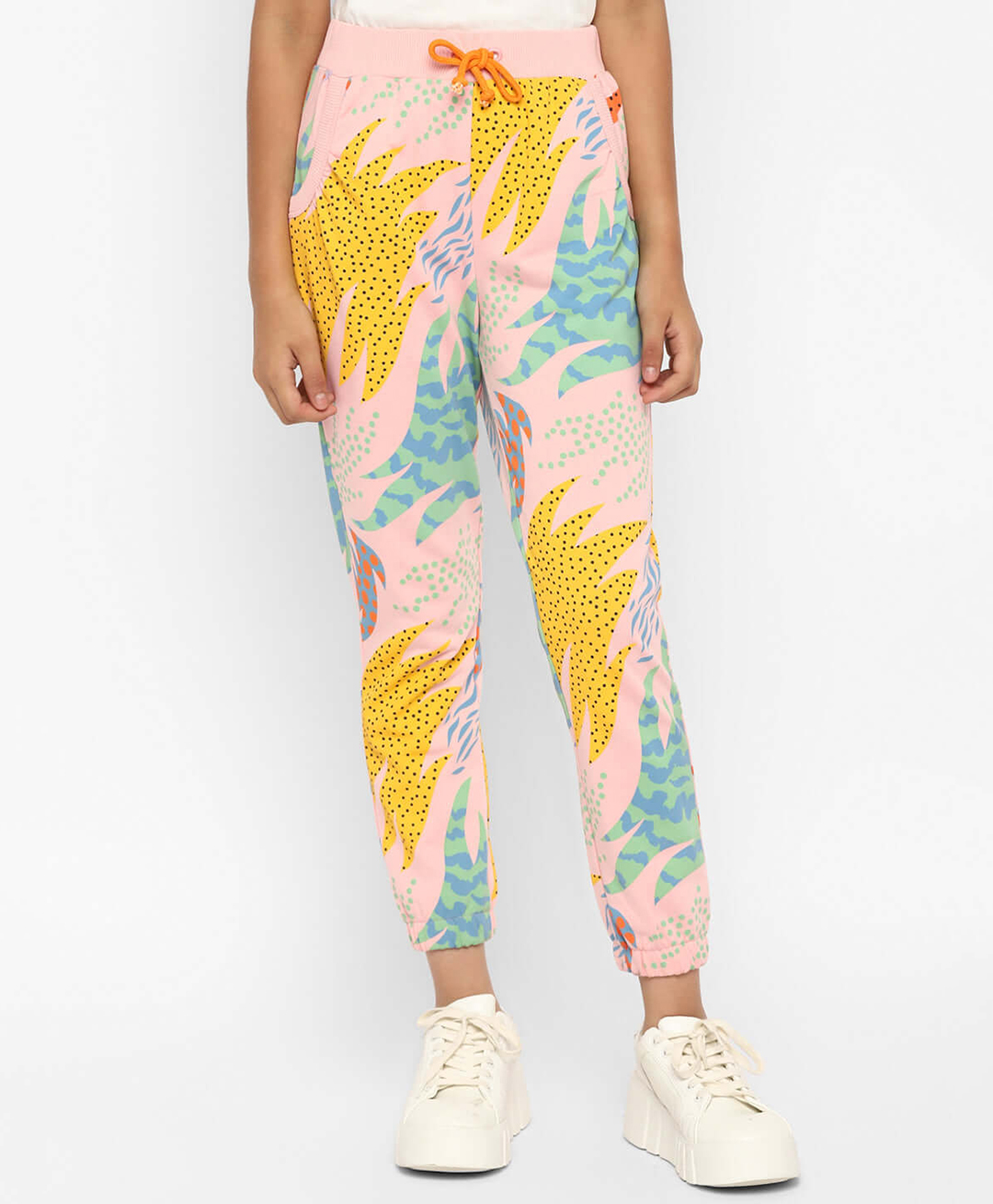 Spunkies Cotton Knit Abstract Printed Leggings - Pink-image-6