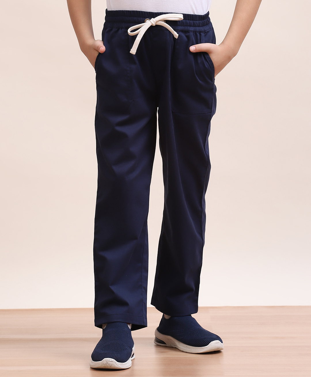 Spunkies Cotton Knit Solid Track Pants - Navy Blue-picture-18