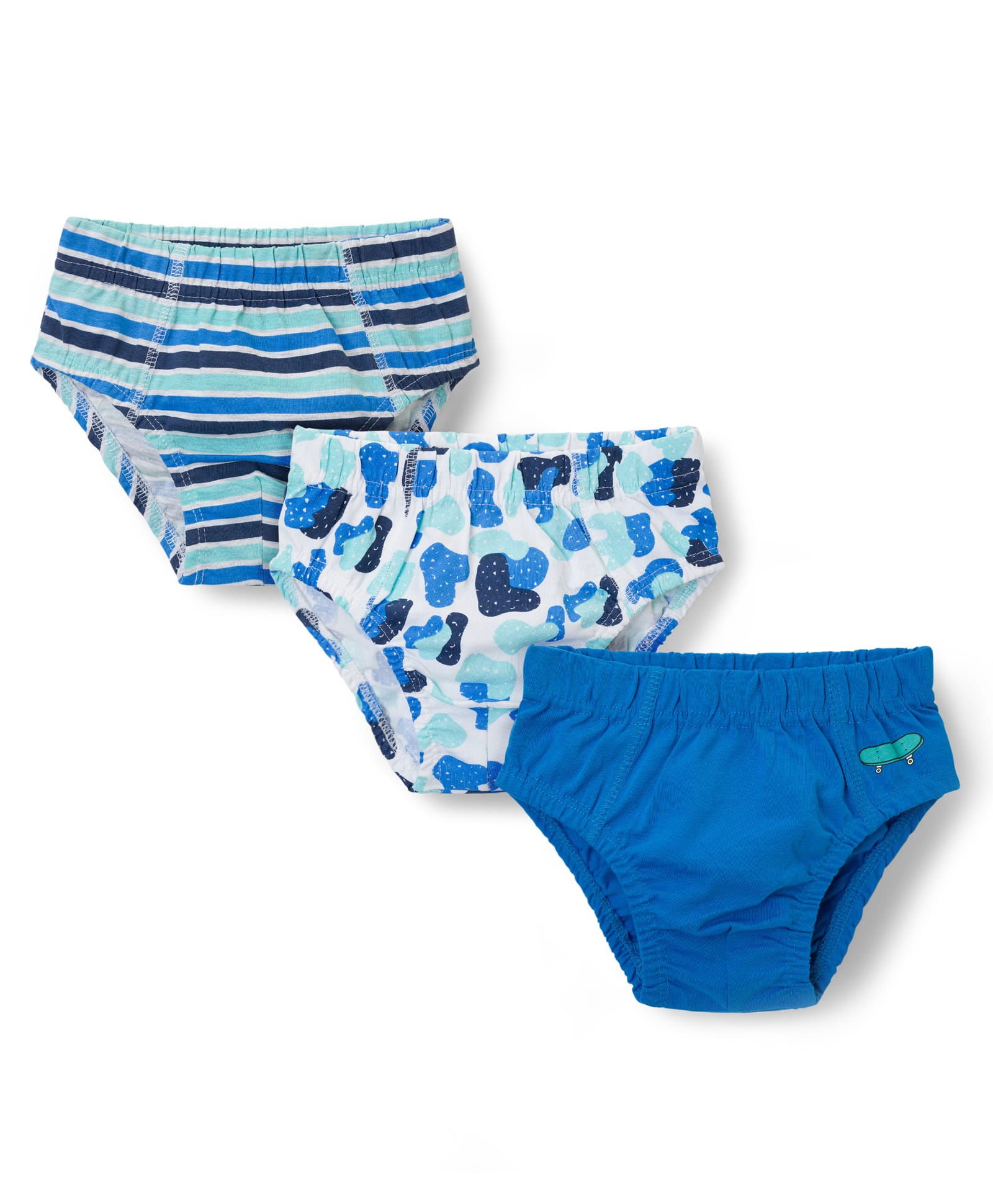 Kookie Kids Cotton Spandex Knit Striped & Printed Briefs Pack of 3 - Multicolor-image-11