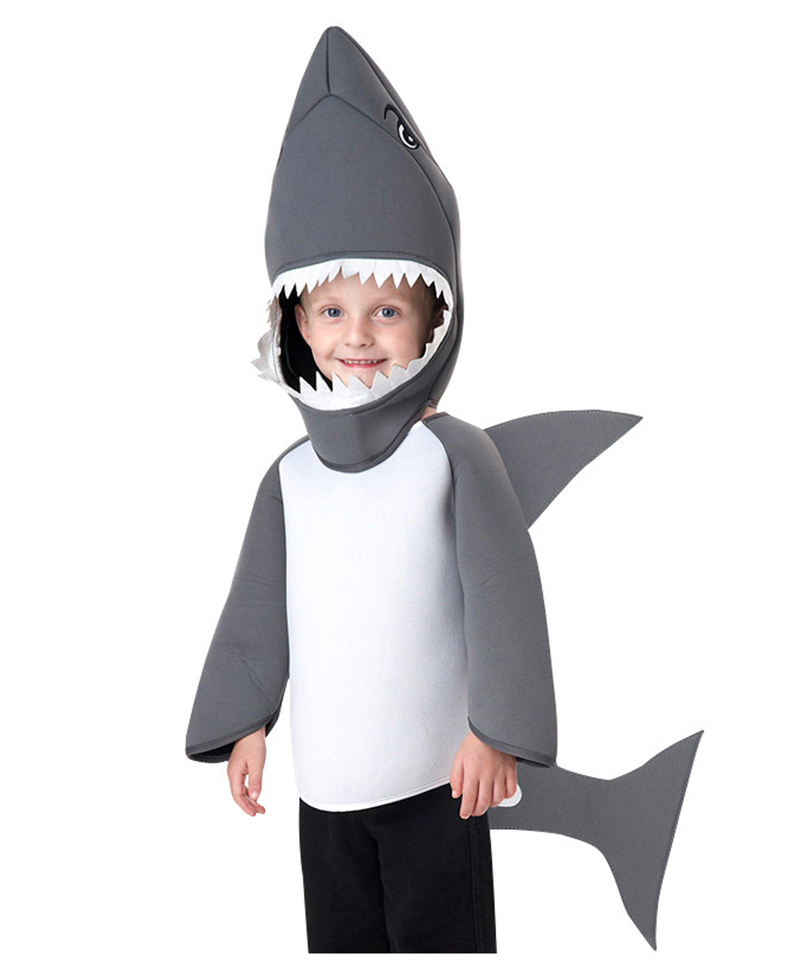 Little Surprise Box Blended Halloween Theme Half Sleeves Shark Costume Set - Grey-image-13