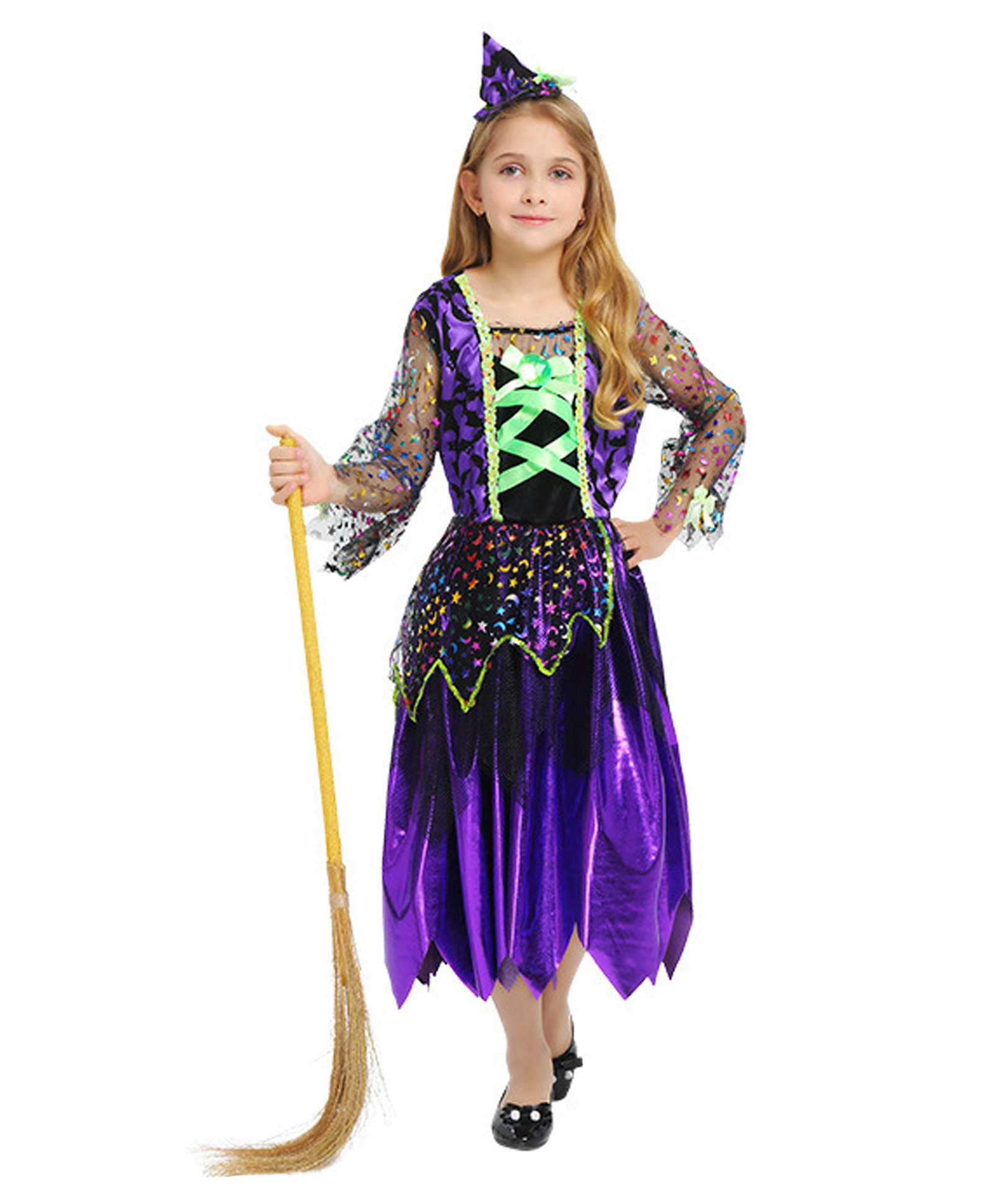 Little Surprise Box Halloween Theme Witch Costume Set With Headband - Purple-image-19