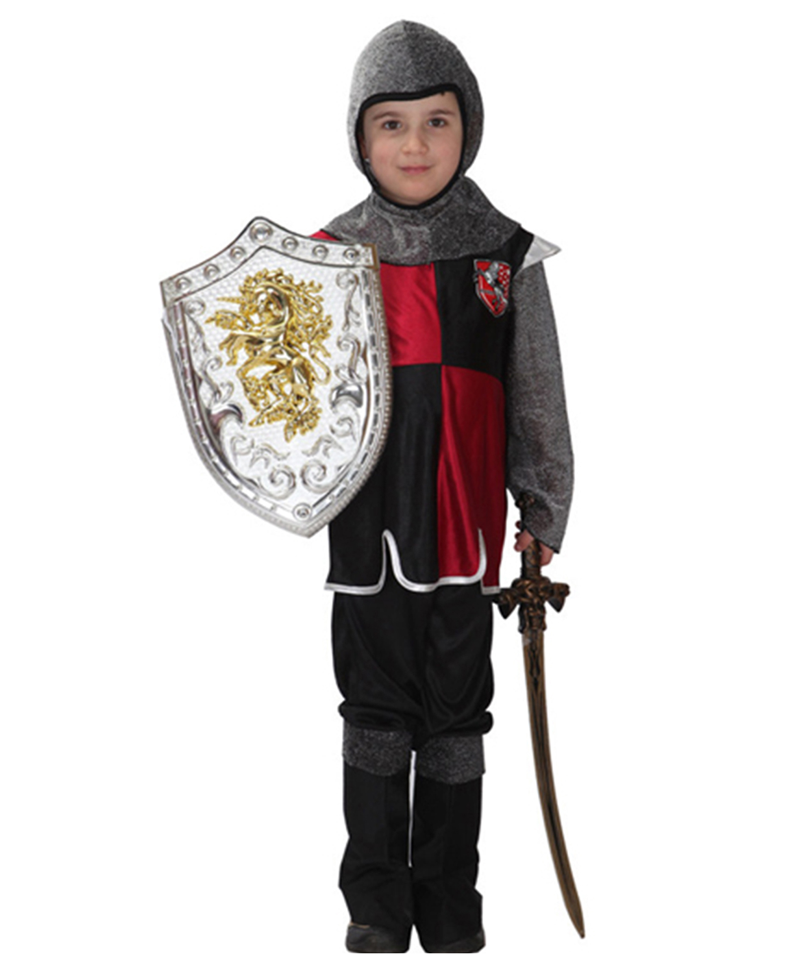 Little Surprise Box Halloween Theme Royal Warrior Costume Set With Net Head Gear - Black-image-16