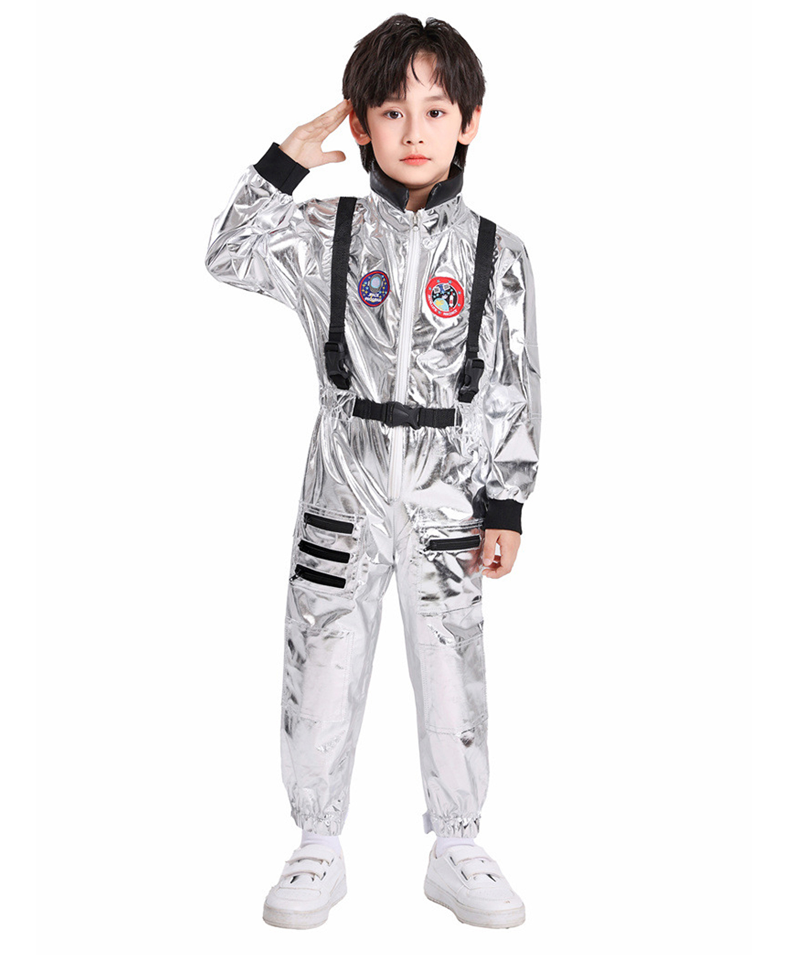 Little Surprise Box Blended Halloween Theme Full Sleeves Astronaut Costume Set - Silver-image-40