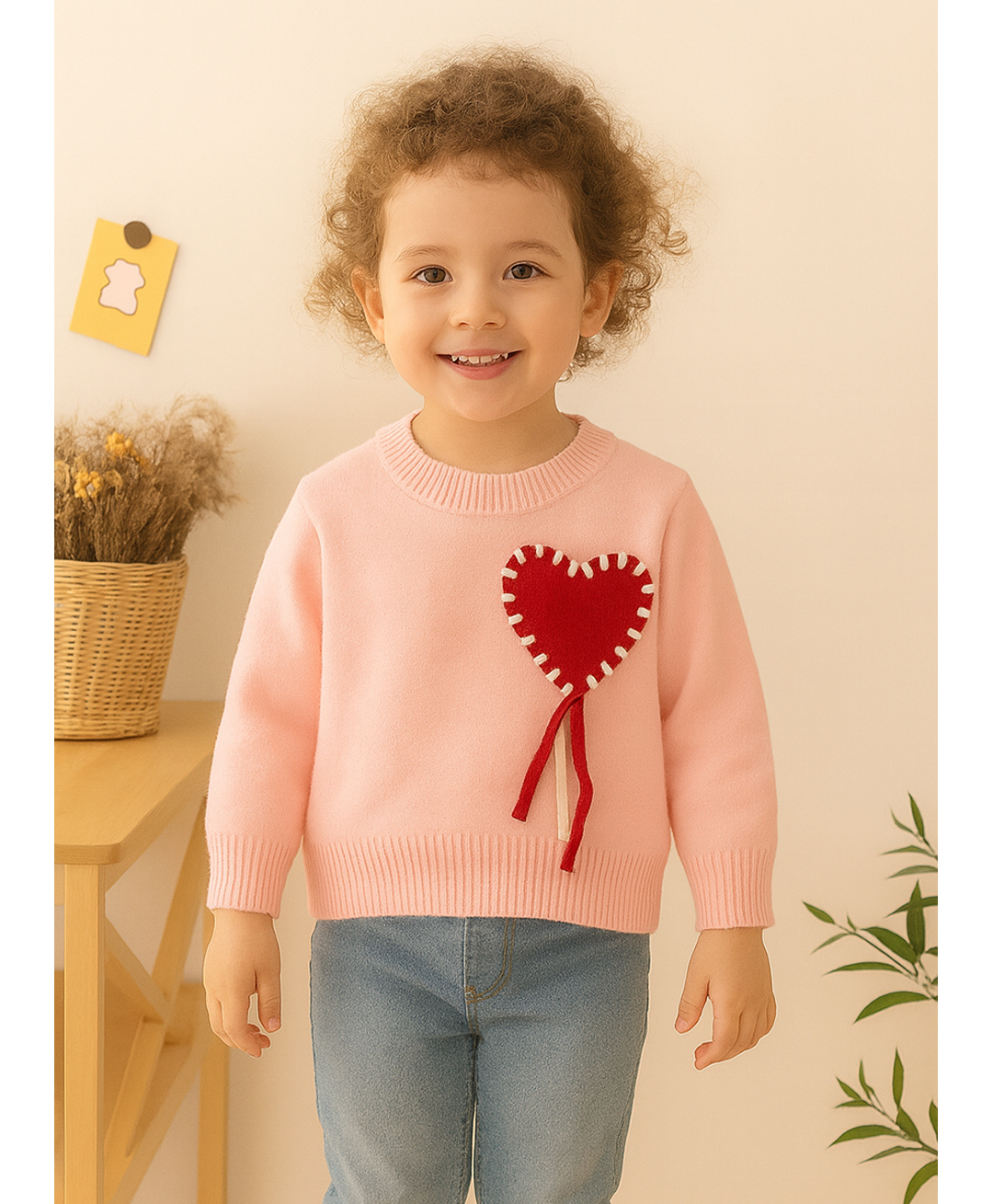 NEUDIS Knit Full Sleeves Heart Embroidered Sweater - Pink-picture-27