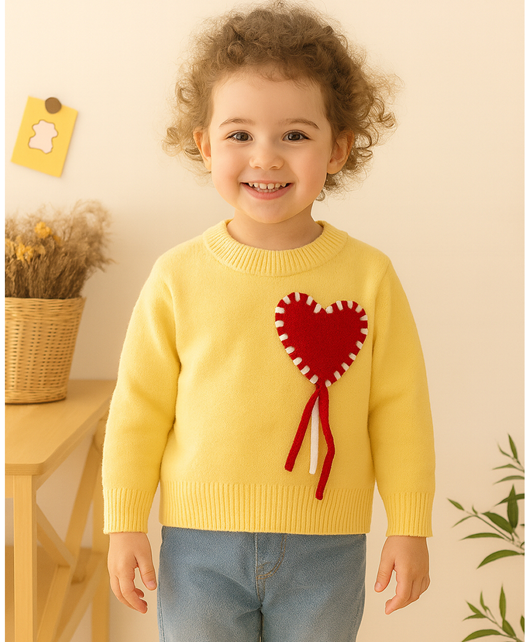 NEUDIS Knit Full Sleeves Heart Embroidered Sweater - Yellow-picture-13