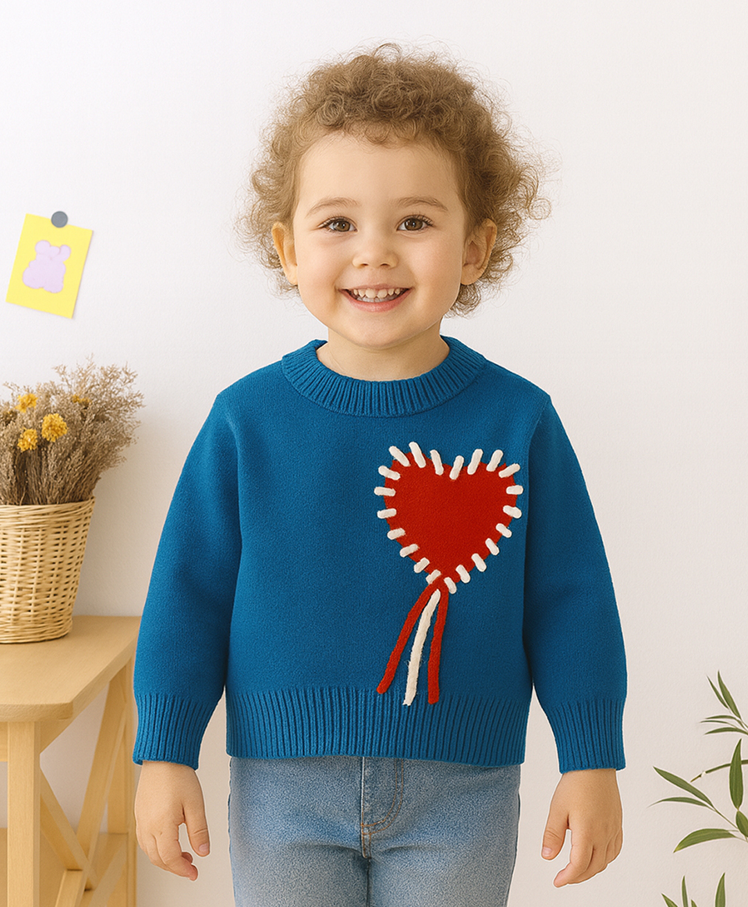NEUDIS Knit Full Sleeves Heart Embroidered Sweater - Blue-picture-16
