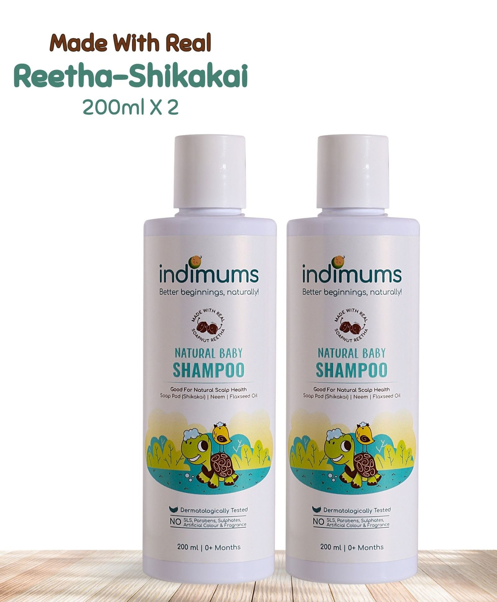 Indimums Gentle & Conditioning Baby Shampoo | Tear-Free | Healthy Scalp & Hair | Reetha & Shikakai - 2X 200 ml | 400 ml-image-7