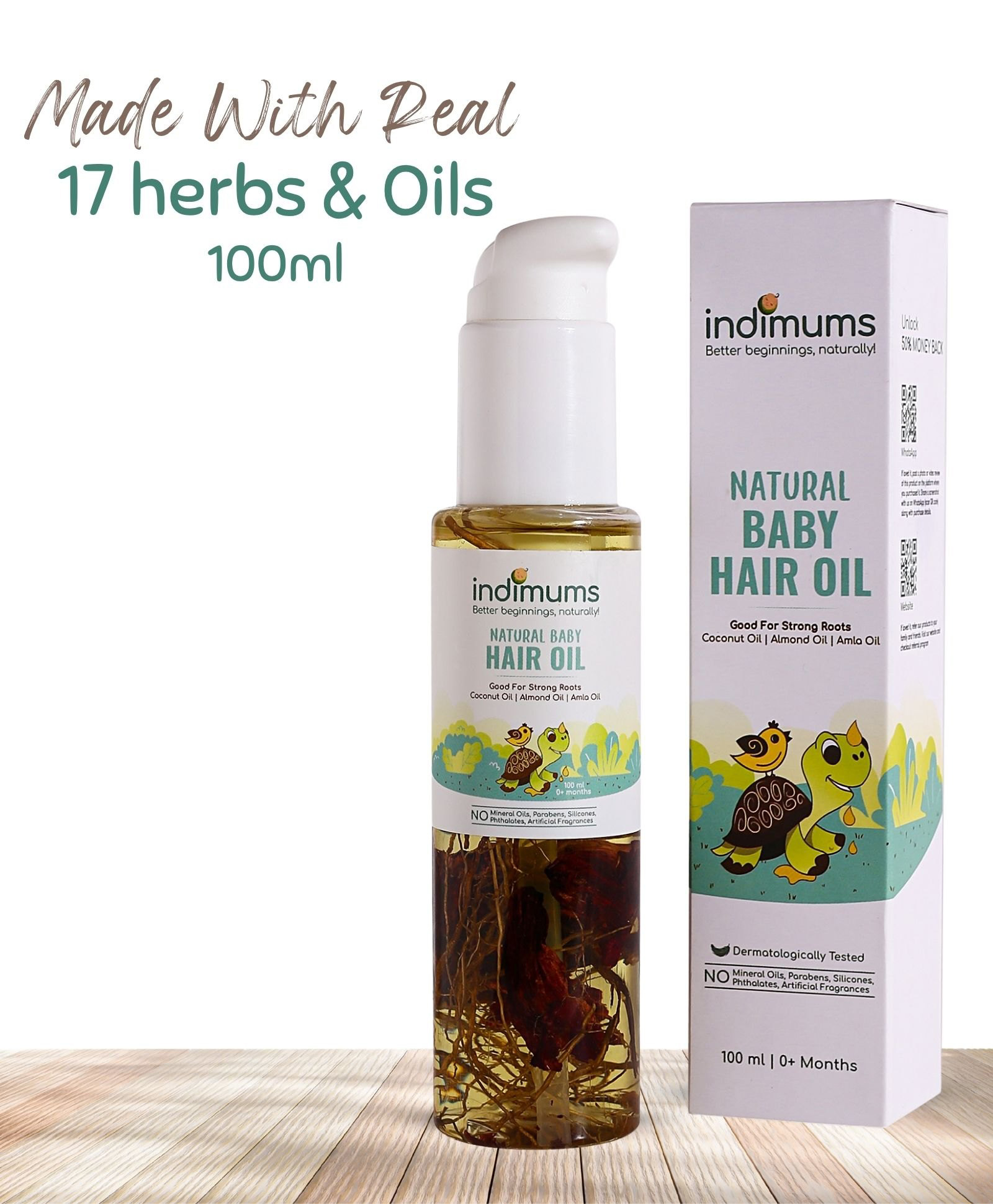 Indimums Nourishing Baby Hair Oil | Healthy Scalp & Stronger Roots | Blend of 17 Oils & Herbs | 100 ml-picture-14