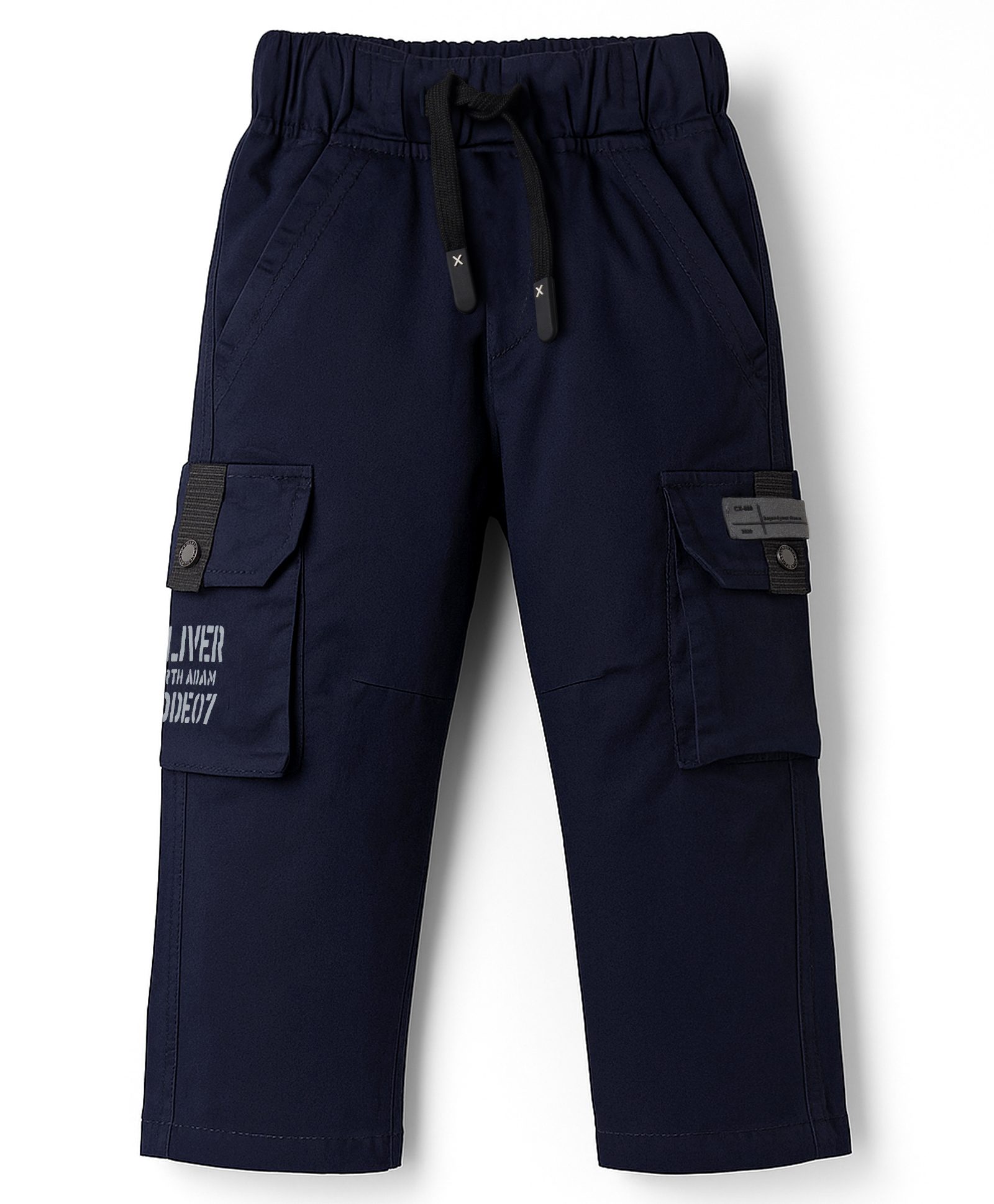 JASH KIDS Twill Woven Full Length Trouser Pant With Text Print - Navy Blue-image-46