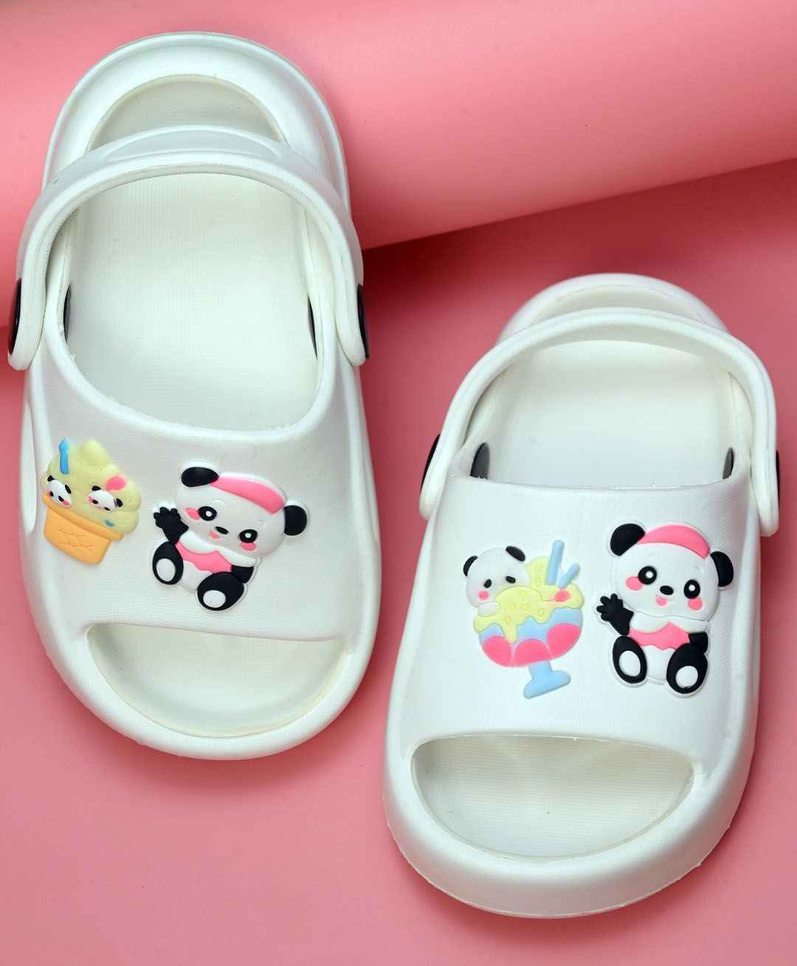 Yellow Bee Cute Panda Applique Detailed With Sling Back Clogs - White-picture-20