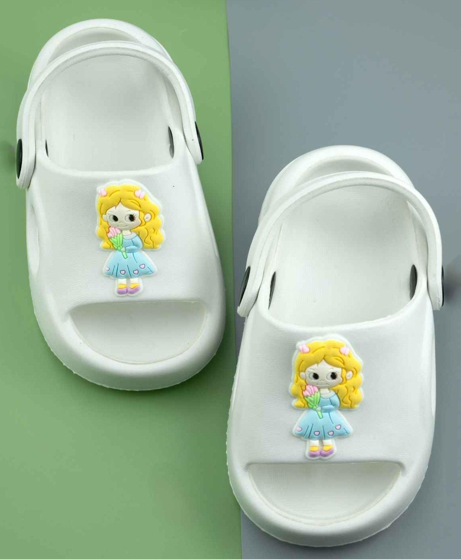Yellow Bee Cute Doll Applique Detailed With Sling Back Clogs - White-picture-21
