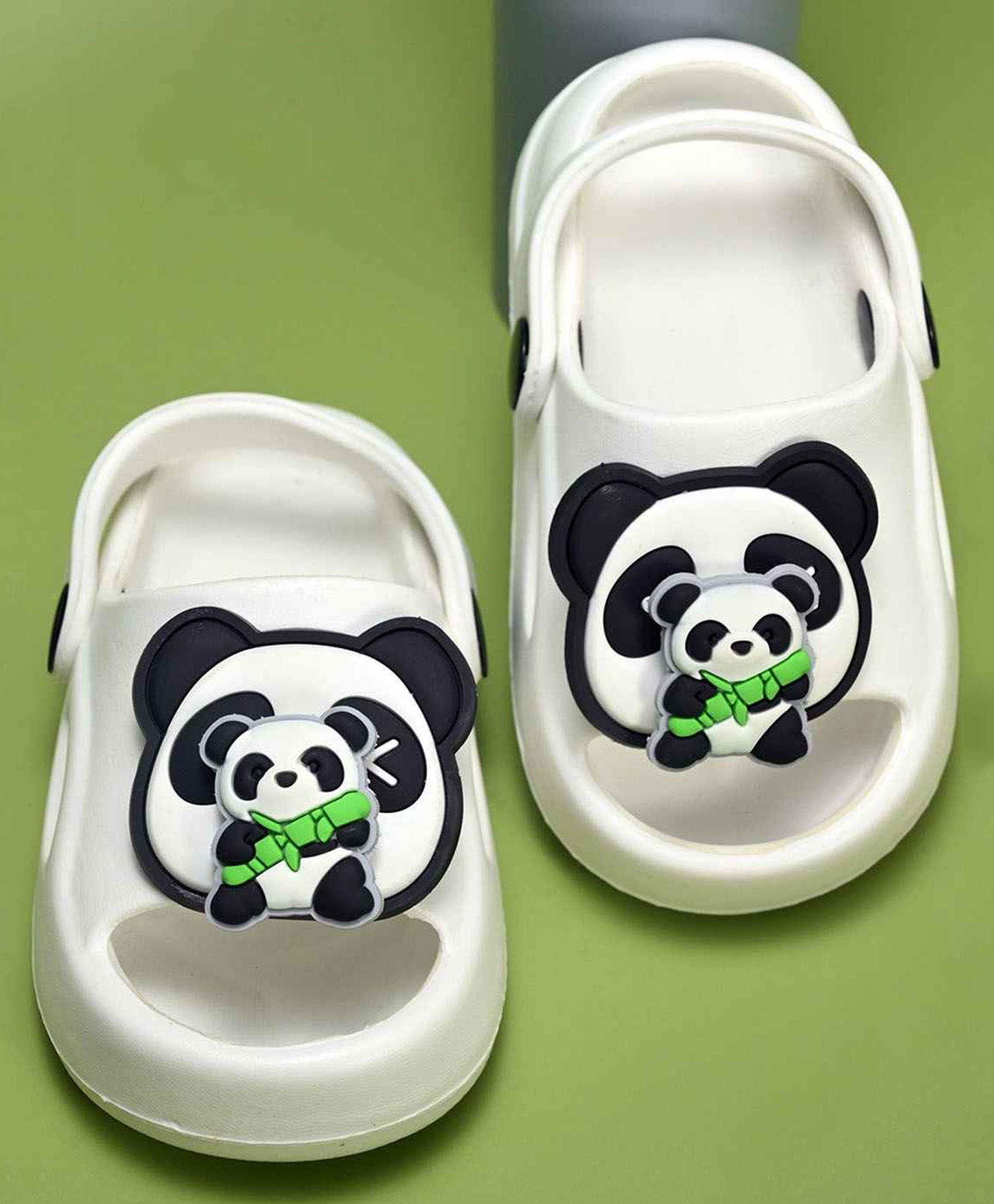 Yellow Bee Panda Rotating Applique Detailed With Sling Back Clogs - White-picture-38
