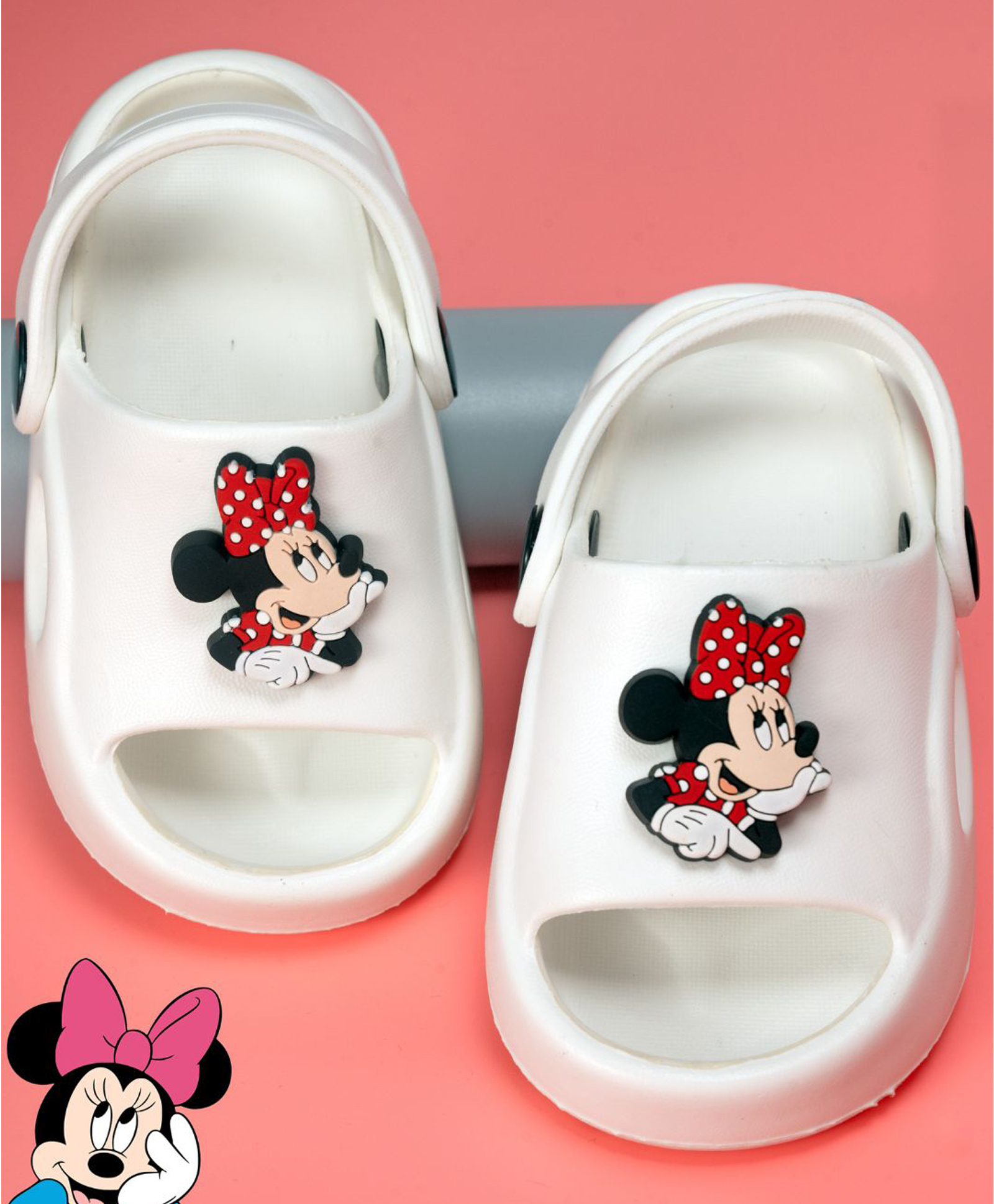 Yellow Bee Mickey & Friends Featuring Minnie Mouse Applique Detailed With Sling Back Clogs - White-picture-11