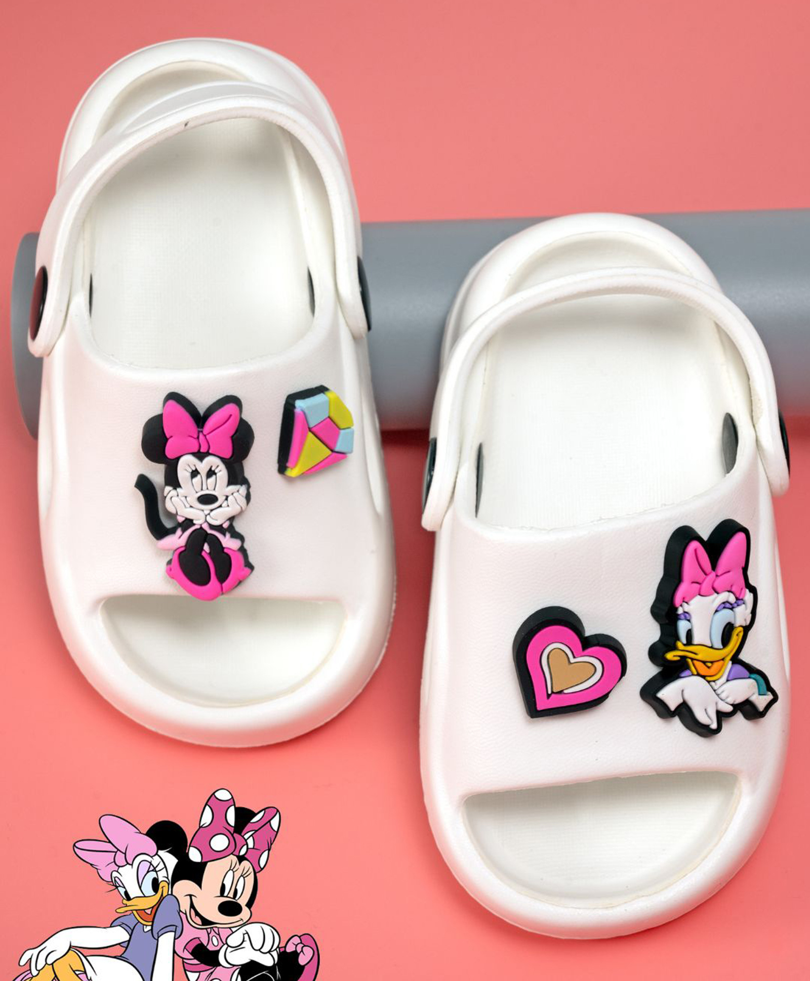 Yellow Bee Mickey & Friends Featuring Minnie Mouse Applique Detailed With Sling Back Clogs - White-picture-13