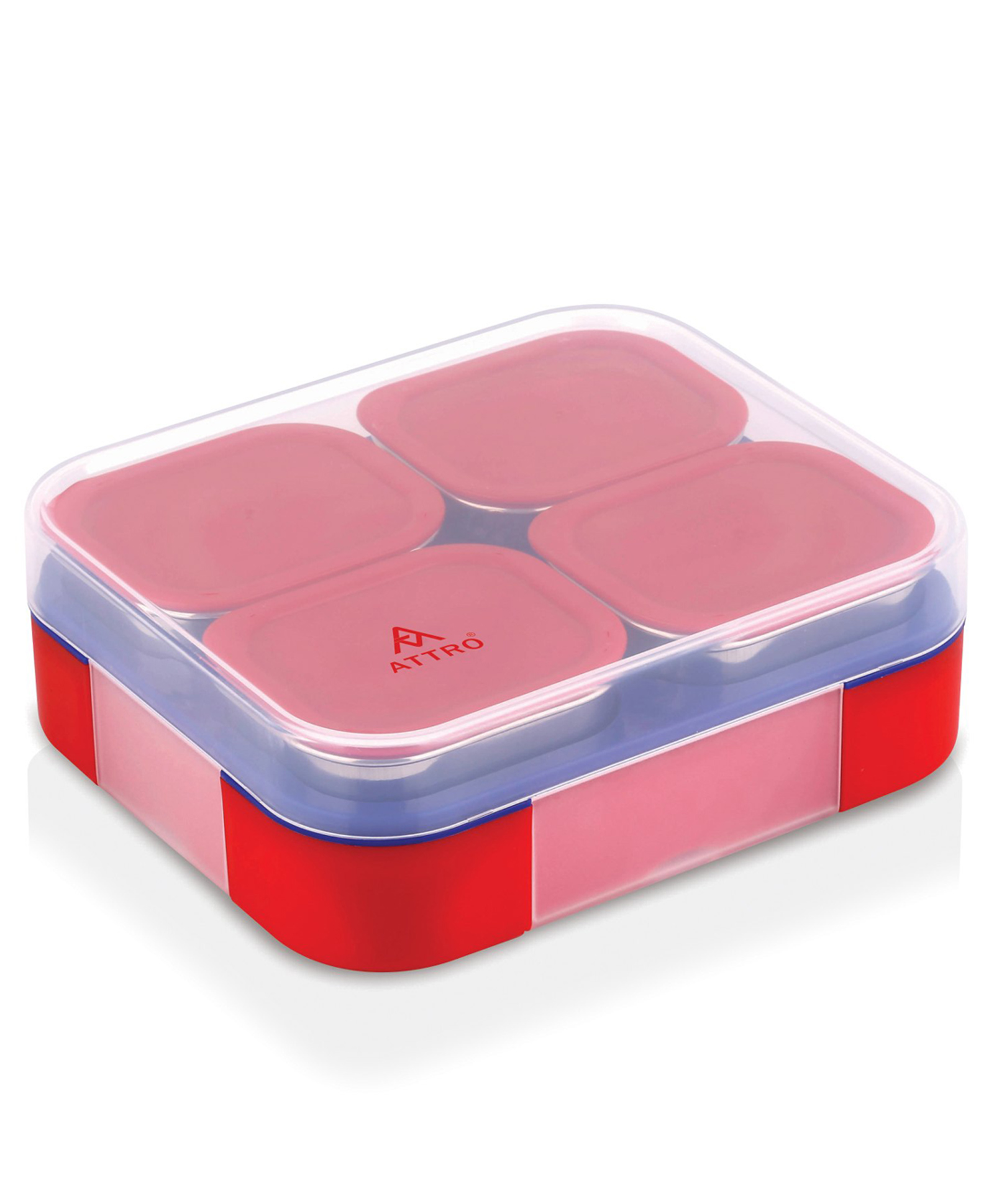 ATTRO Admire 4 Insulated Lunch Box with 4 Stainless Steel Containers and Lids - Red-picture-28