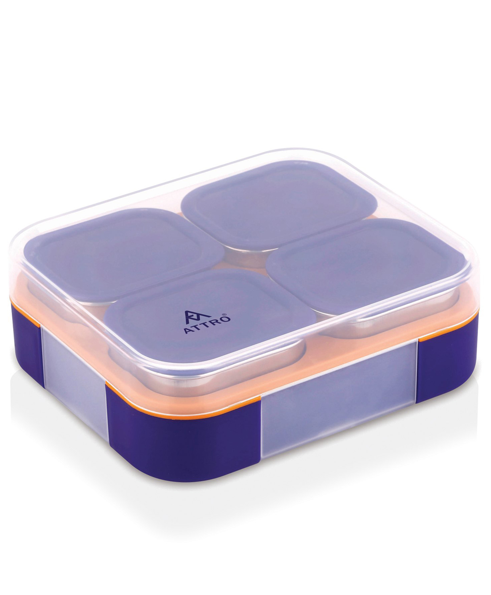 ATTRO Admire 4 Insulated Lunch Box with 4 Stainless Steel Containers and Lids - Purple-picture-12