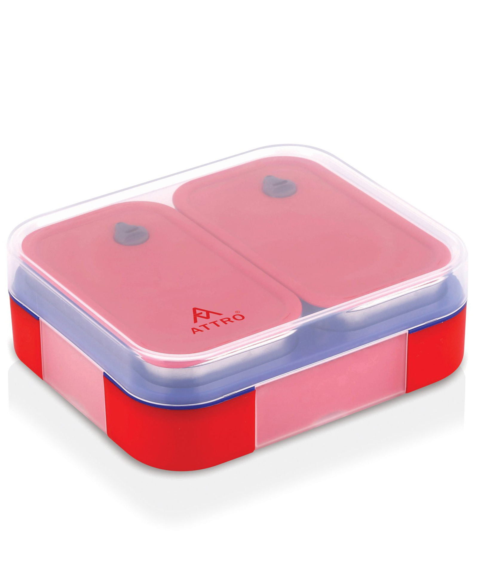 ATTRO Admire 2 Insulated Lunch Box with 2 Stainless Steel Containers with Lids - Red-picture-0