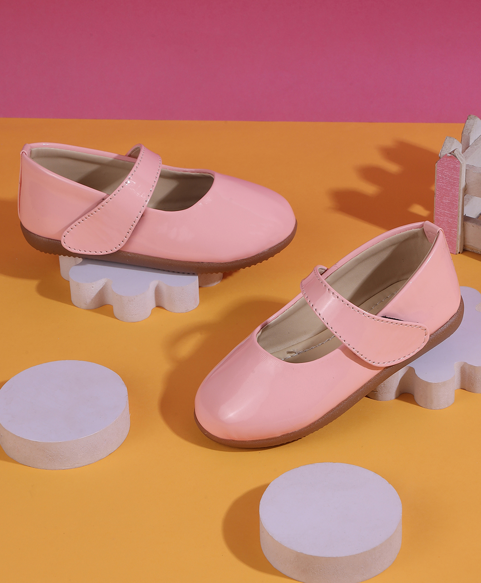 Jazzy Juniors Solid Velcro Closure Mary Jane Ballerinas - Pink-image-42