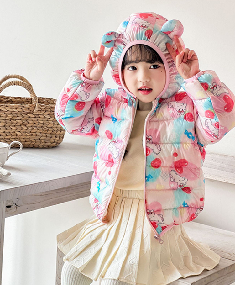 Babymoon Woven Full Sleeves Cute Dog & Hearts Printed Winter Hooded Quilted Jackets - Pink-image-39