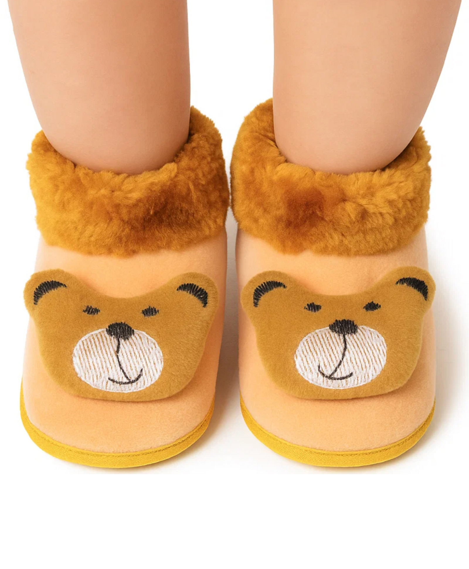 Neska Moda Bear Applique Detailed Booties - Brown & Beige-image-13