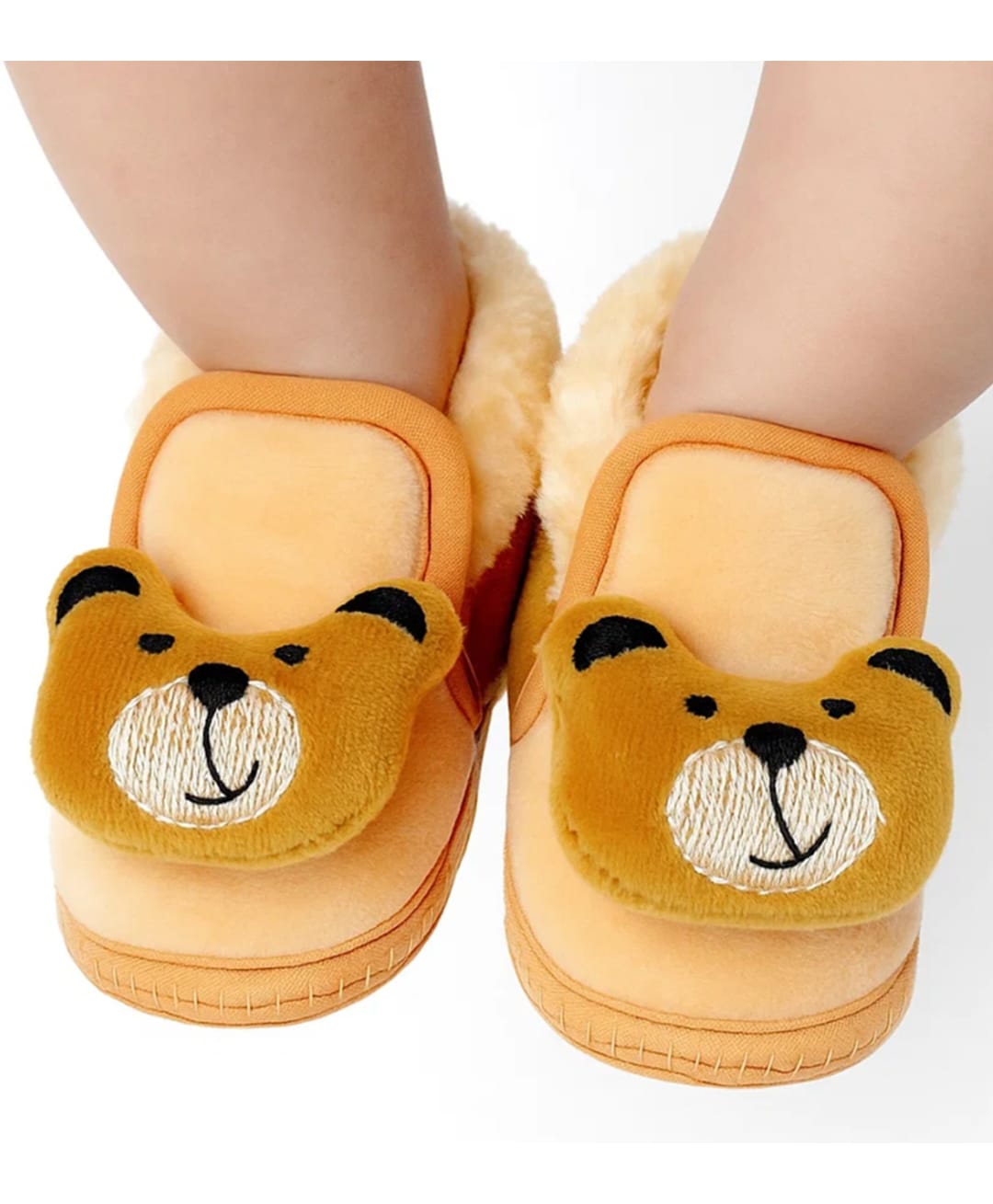 Neska Moda Teddy Bear Face Applique Detailed Booties - Beige & Brown-picture-14