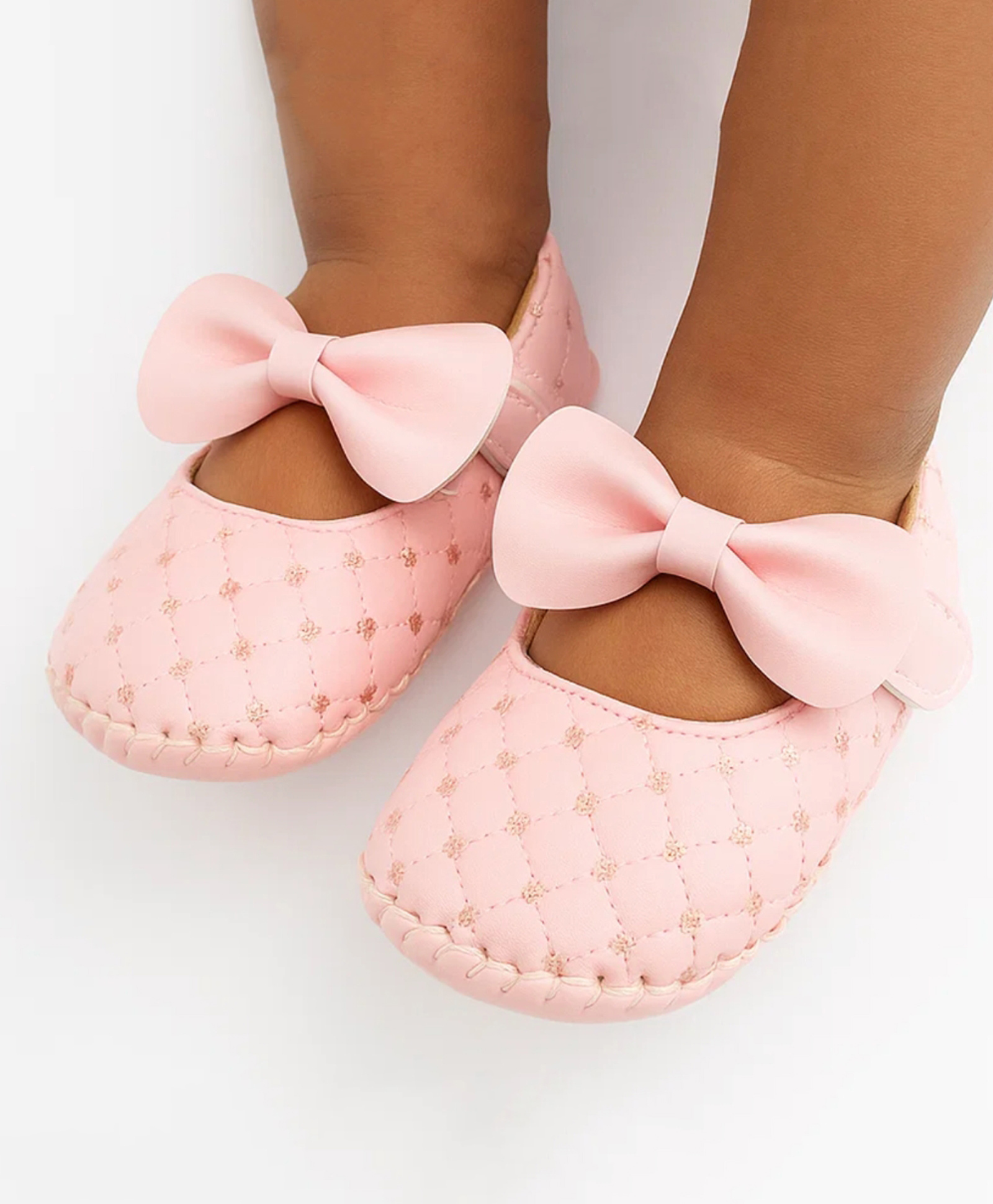 Neska Moda Bow Applique Detailed Velcro Closure Mary Jane Ballerinas - Pink-picture-21