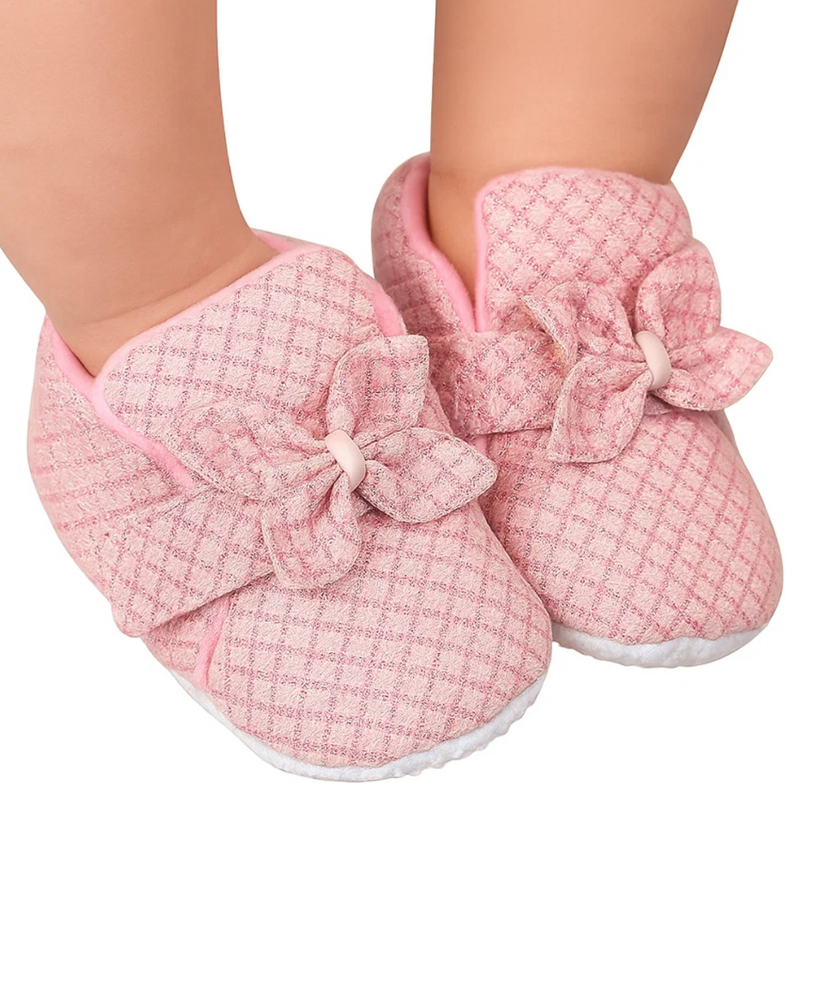 Neska Moda Bow Applique Detailed Velcro Closure Booties - Light Pink-picture-15