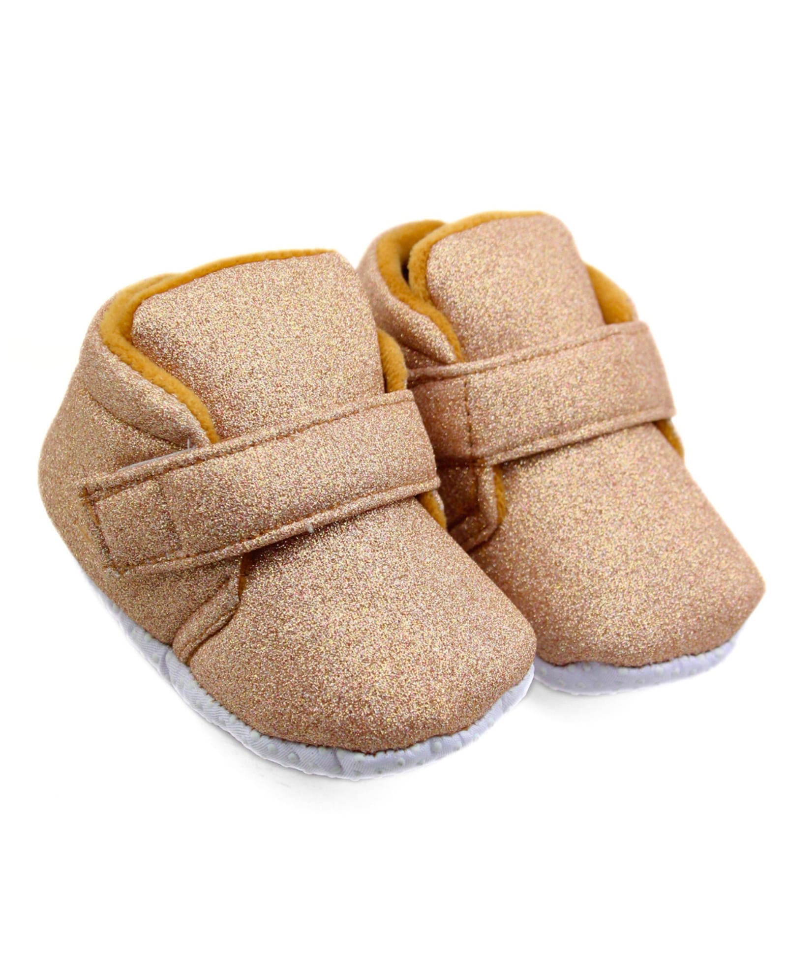 Neska Moda Glittered Velcro Closure Booties - Gold-image-12