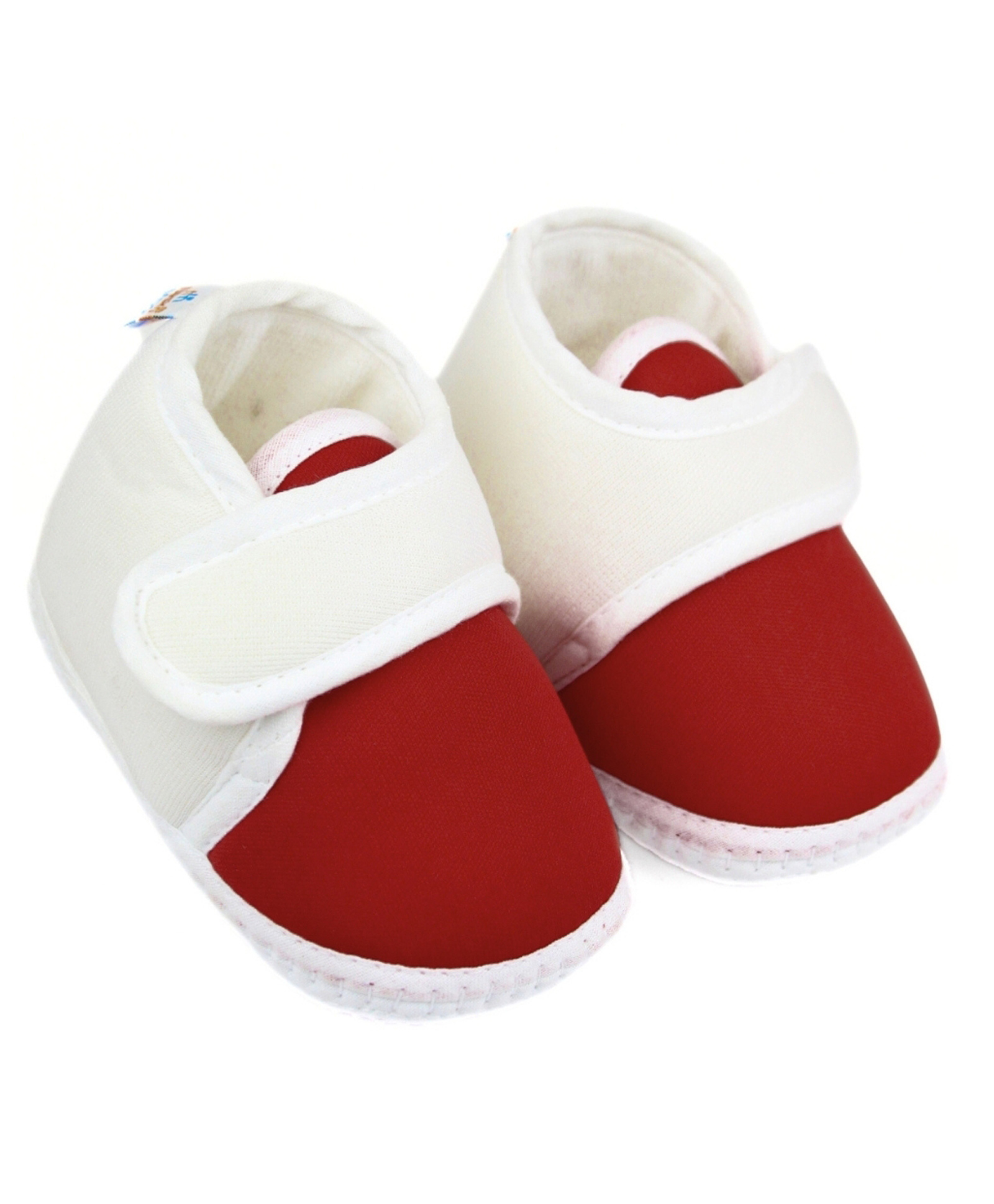 Neska Moda Colour Blocked Velcro Closure Booties - White & Maroon-image-42