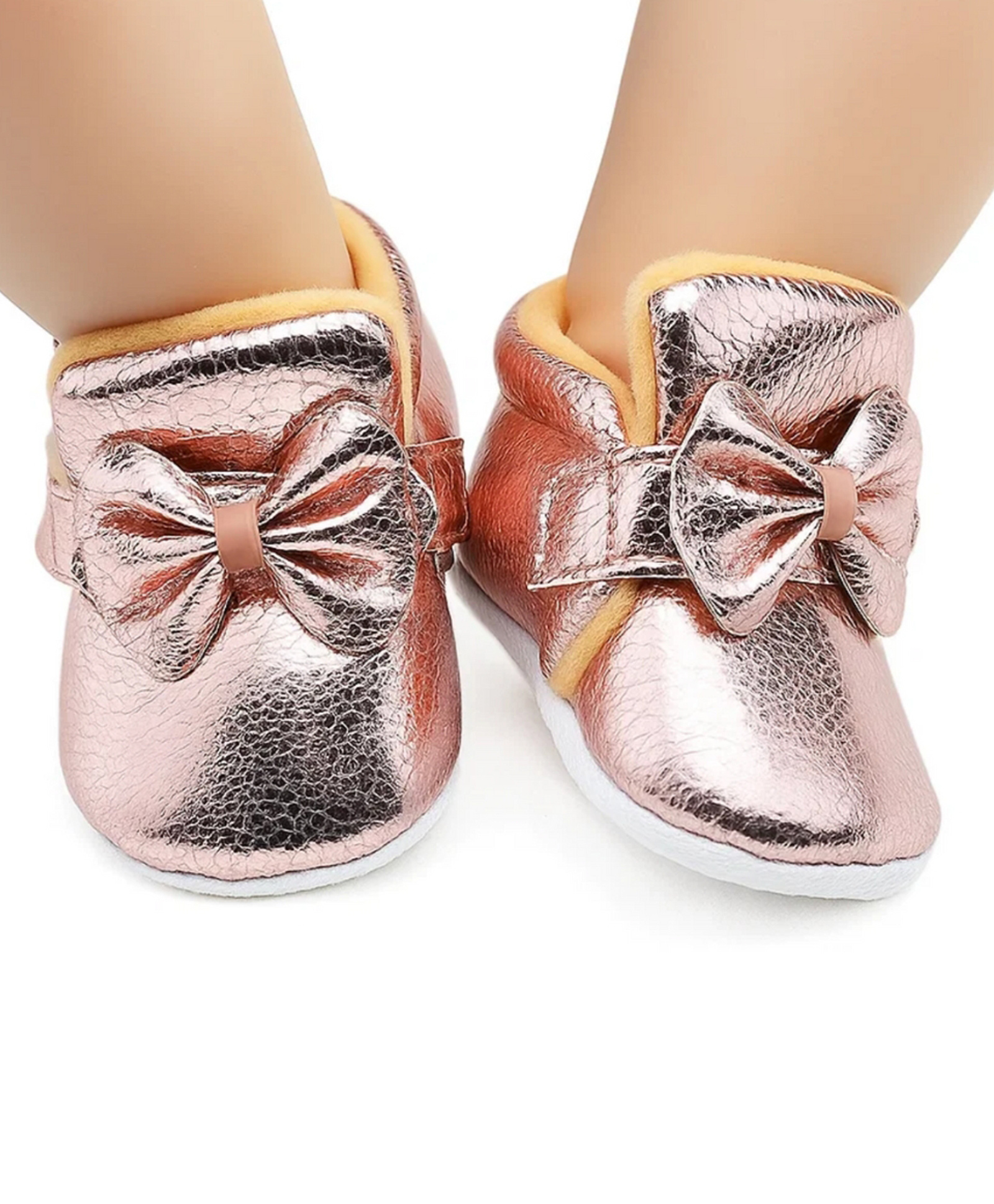 Neska Moda Bow Applique Detailed Velcro Closure Booties - Orange-picture-13