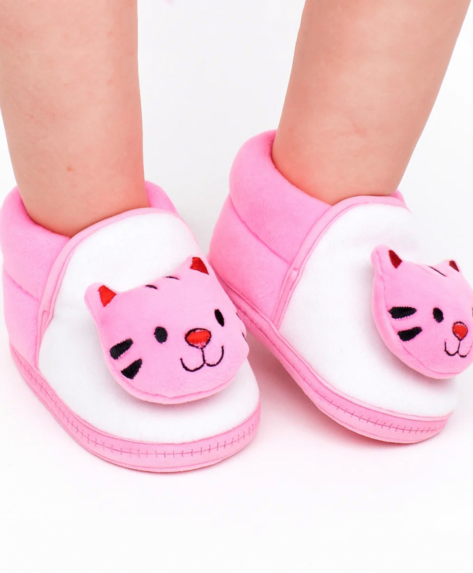Neska Moda Cat Applique Detailed Slip On Booties - Pink & White-picture-18