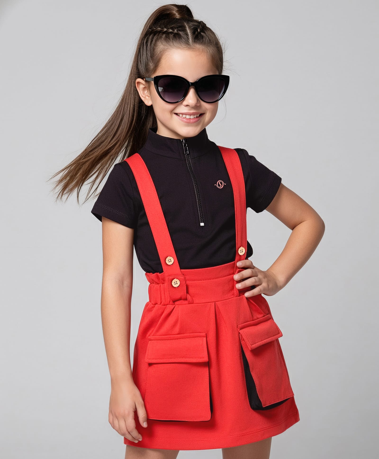 OLLINGTON ST. Cotton Half Sleeves Top & Skirt Set - Rust & Black-image-20