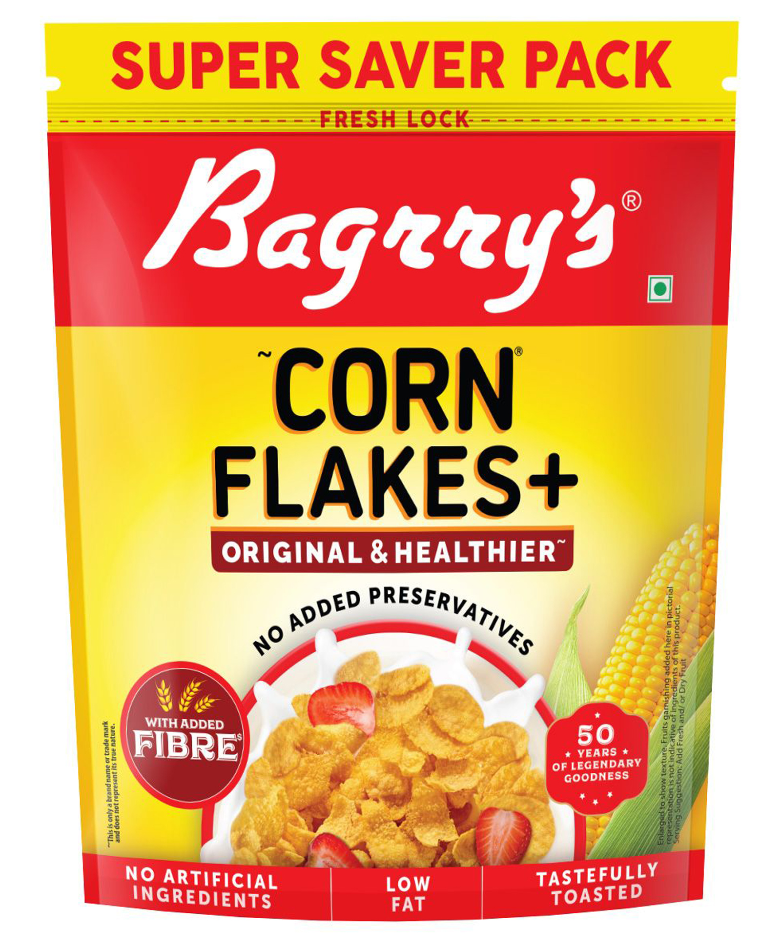 Bagrry's Corn Flakes+ Original & Healthier 800g | Added Fibre | Prebiotic Breakfast Cereal | Crunchy Golden Corn | Low Fat | Toasted Corn Flakes | No Added Preservatives-image-11