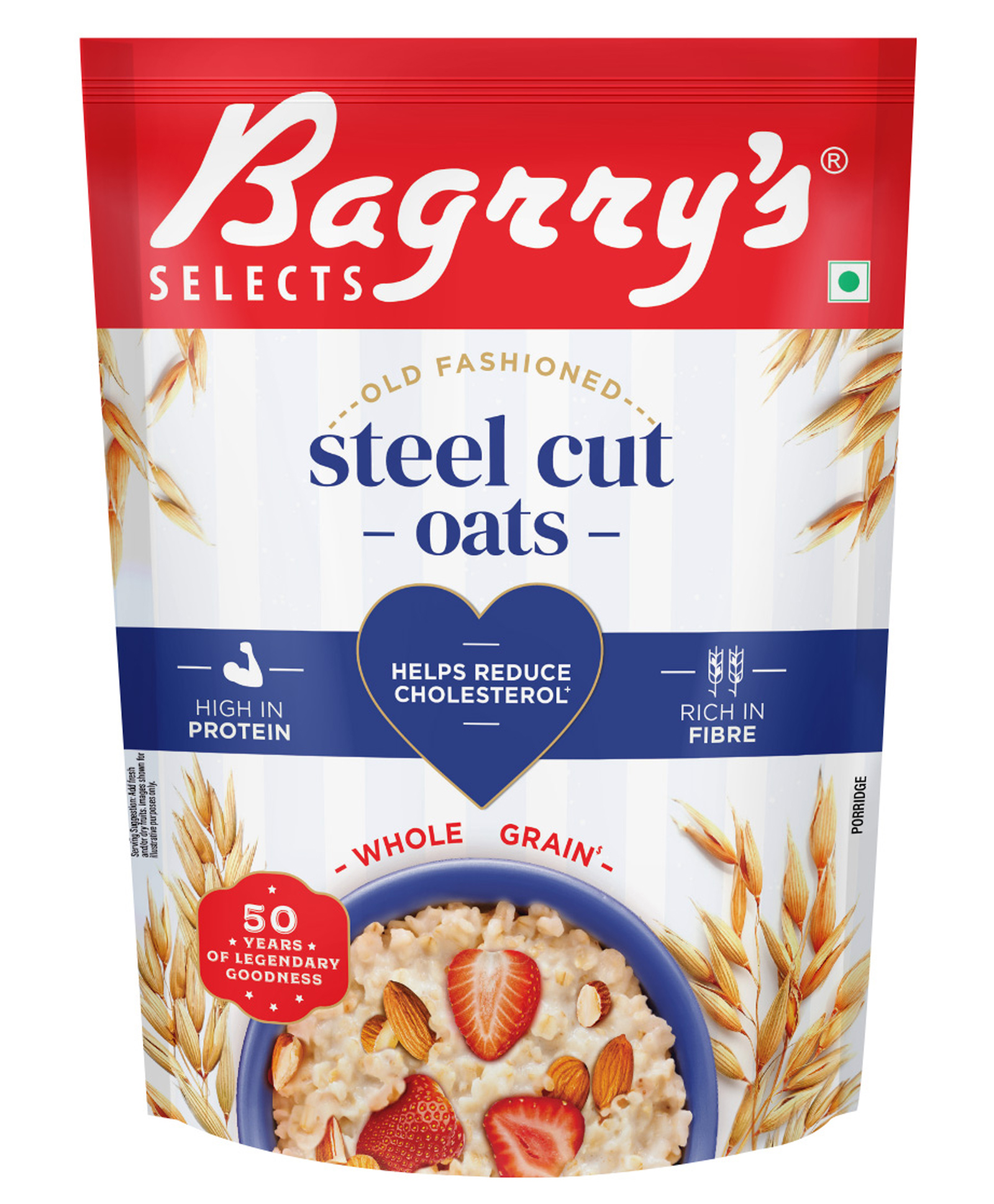 Bagrry's Steel Cut Oats 1.5kg | High Fibre & Protein | Non-GMO | No Added Sugar or Preservatives | Old-Fashioned Oats for Weight Management | Helps Regulate Cholesterol | Healthy Breakfast Cereal-image-1