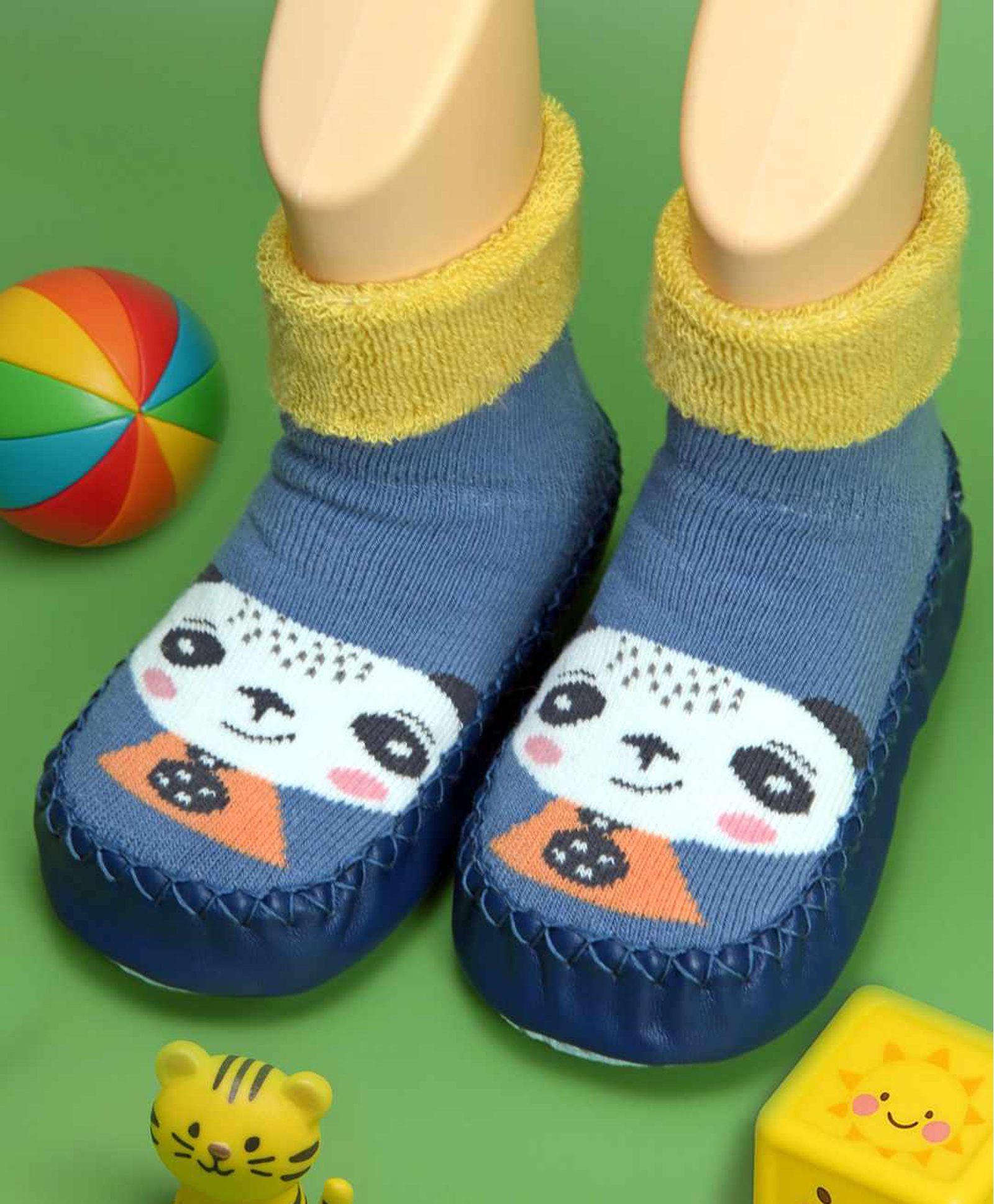 Yellow Bee Panda Designed Socks Shoes - Blue-picture-35
