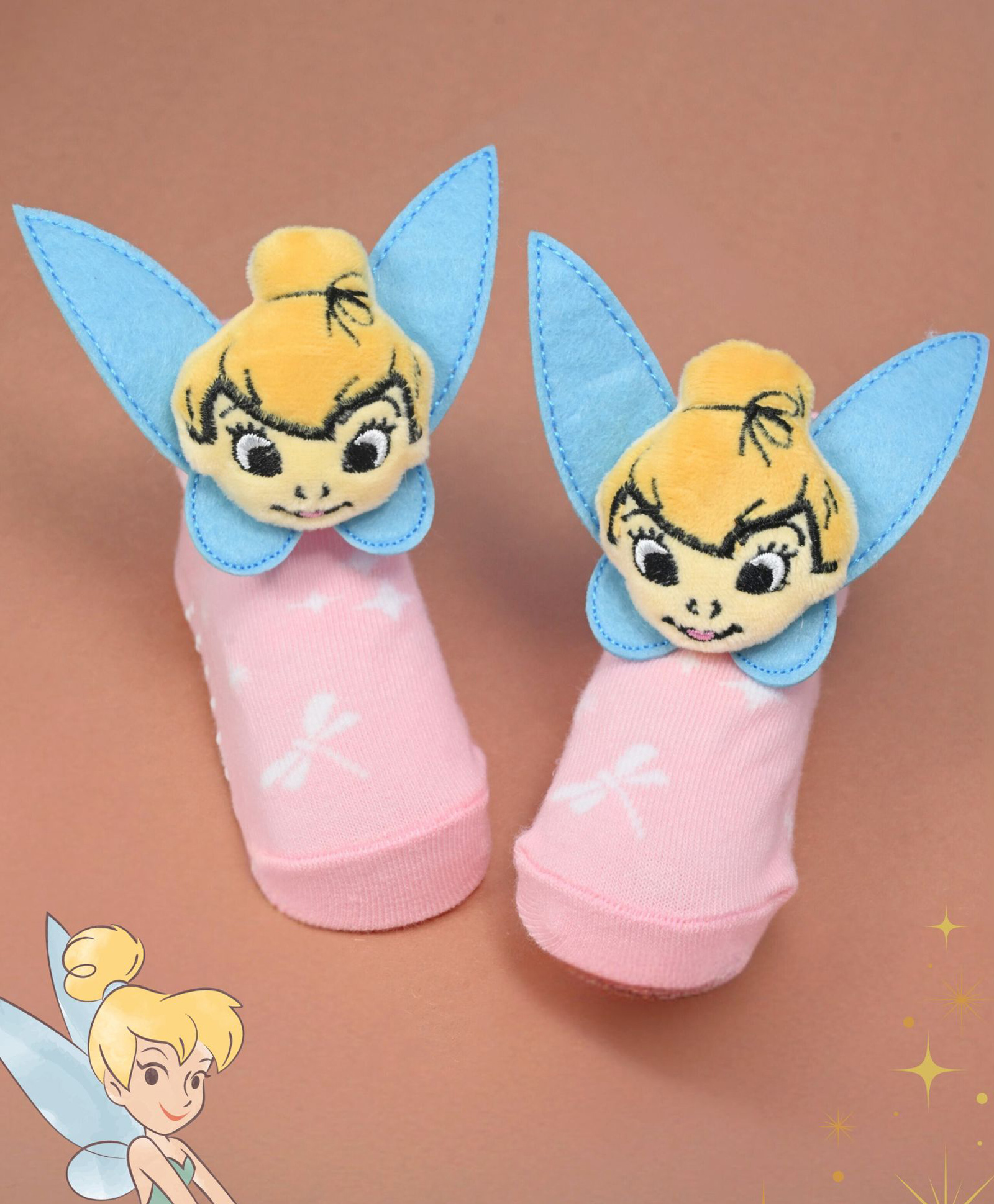 Yellow Bee Fairy Applique Detailed Anti Skid Socks - Pink-image-48