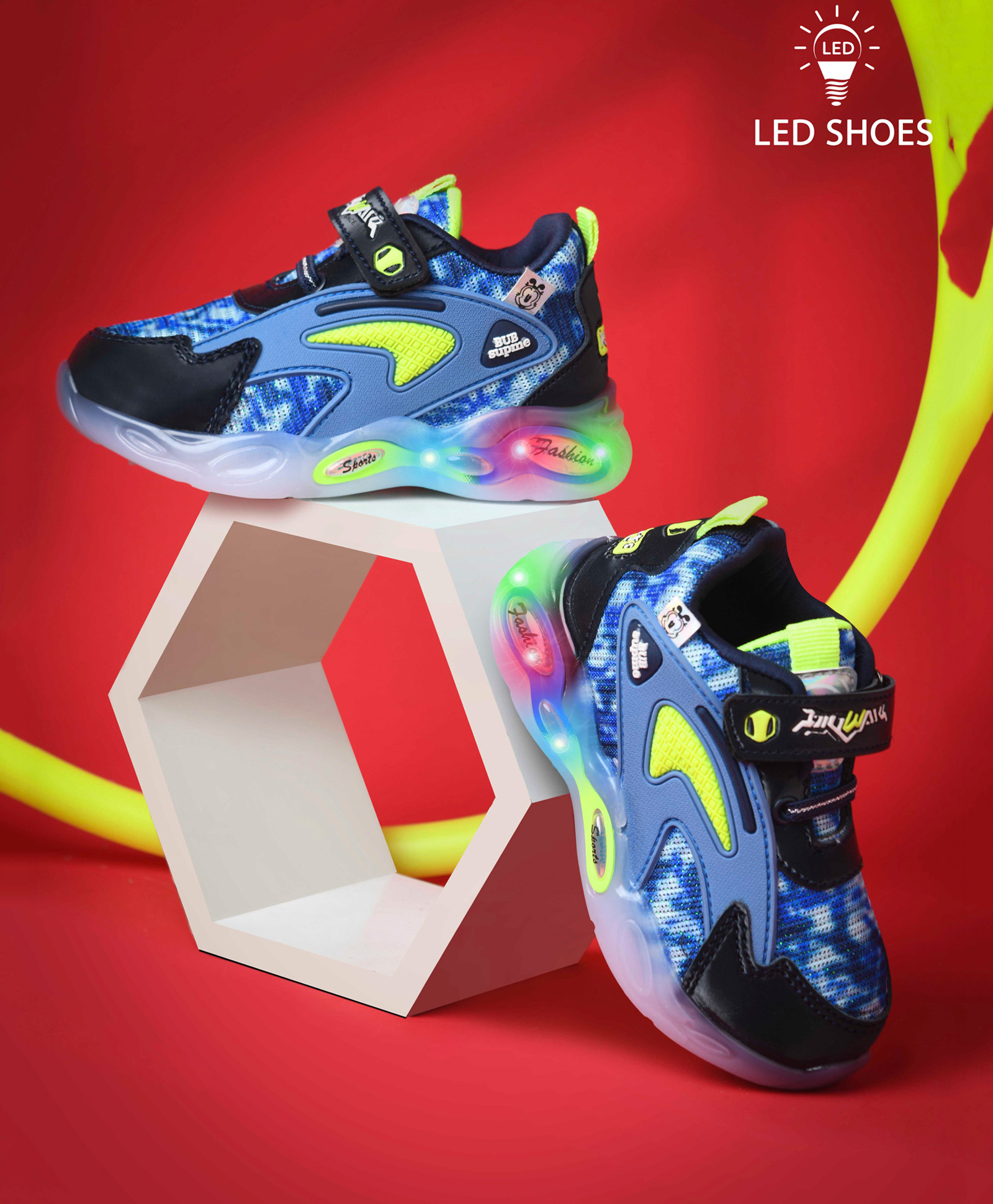 KATS Tie Dye Velcro Closure LED Shoes - Blue-picture-23