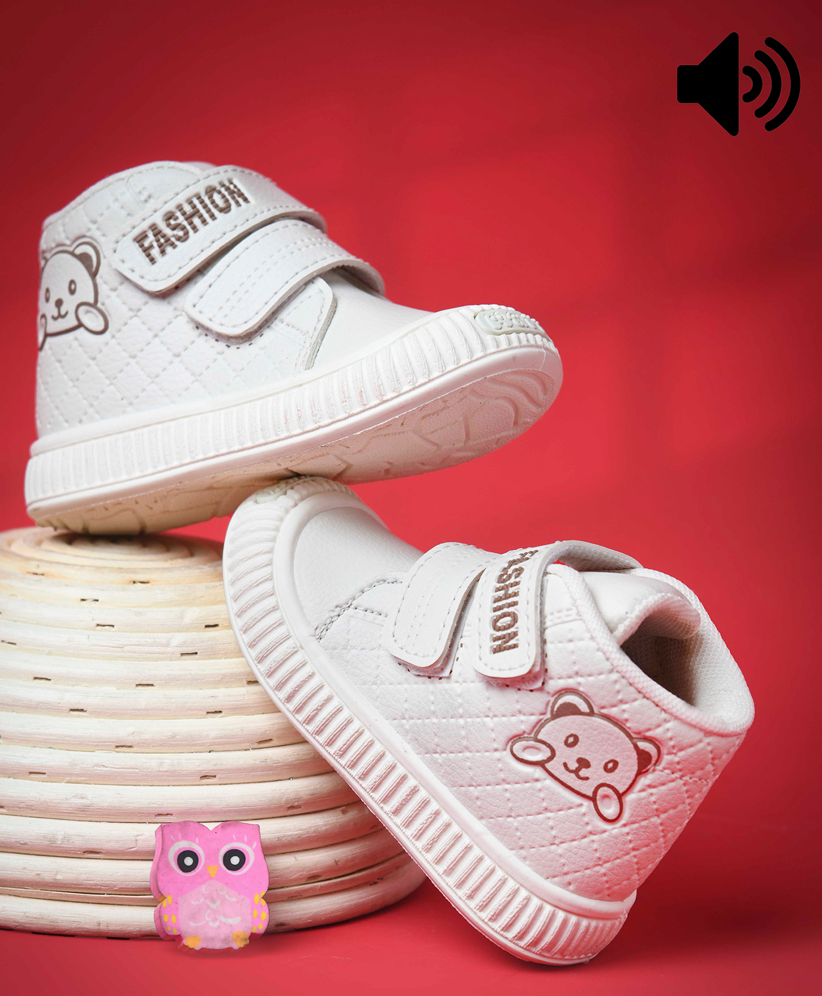 KATS Bear Patch Detailed Anti Skid LED Musical Shoes - Cream-picture-45