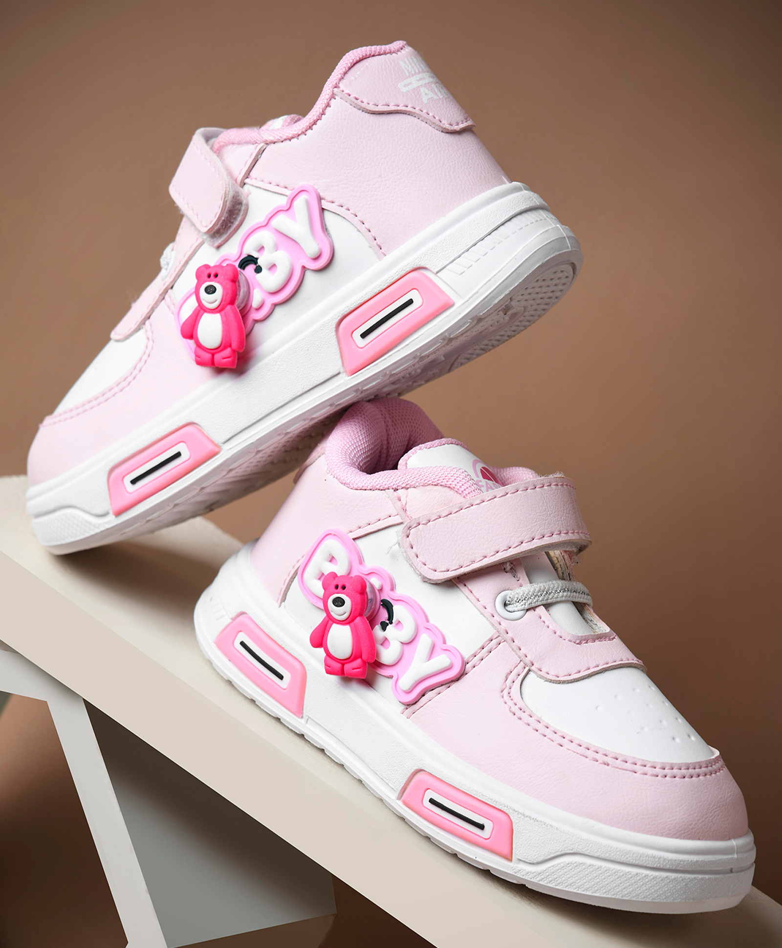KATS Teddy Bear Applique Detailed Velcro Closure Shoes -Pink-picture-0