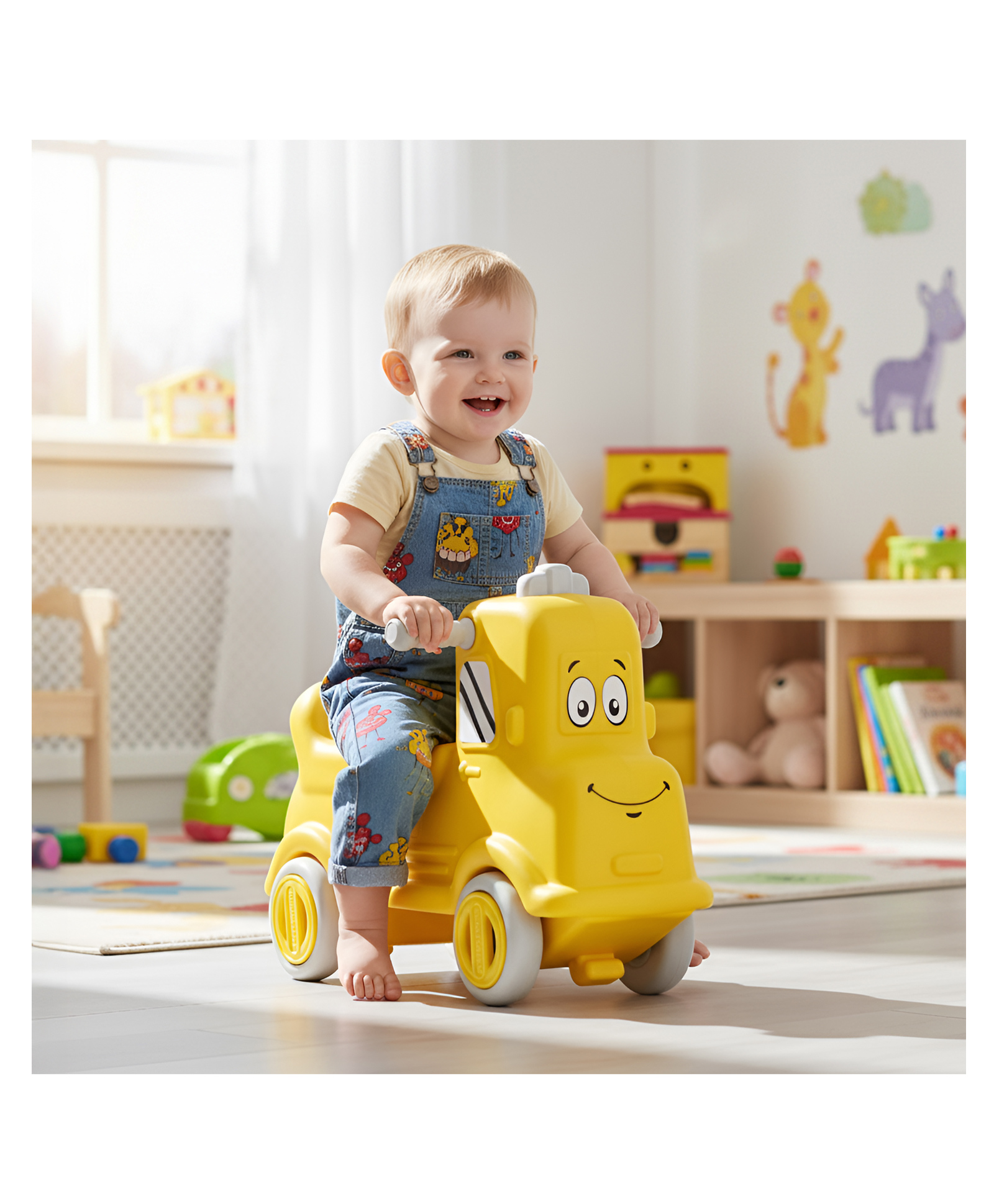 Happy Bear-Rider Push car-Yellow