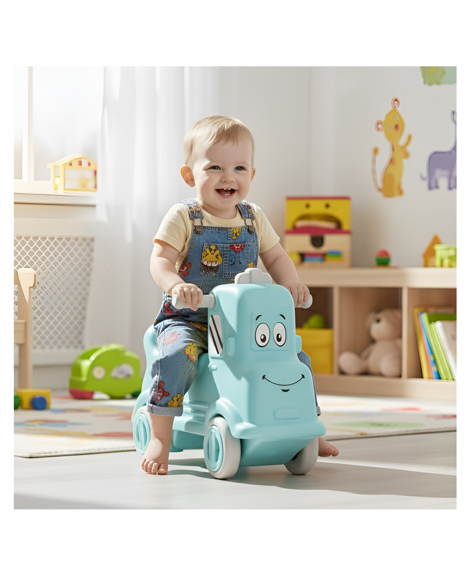 Happy Bear-Rider Push car-Blue