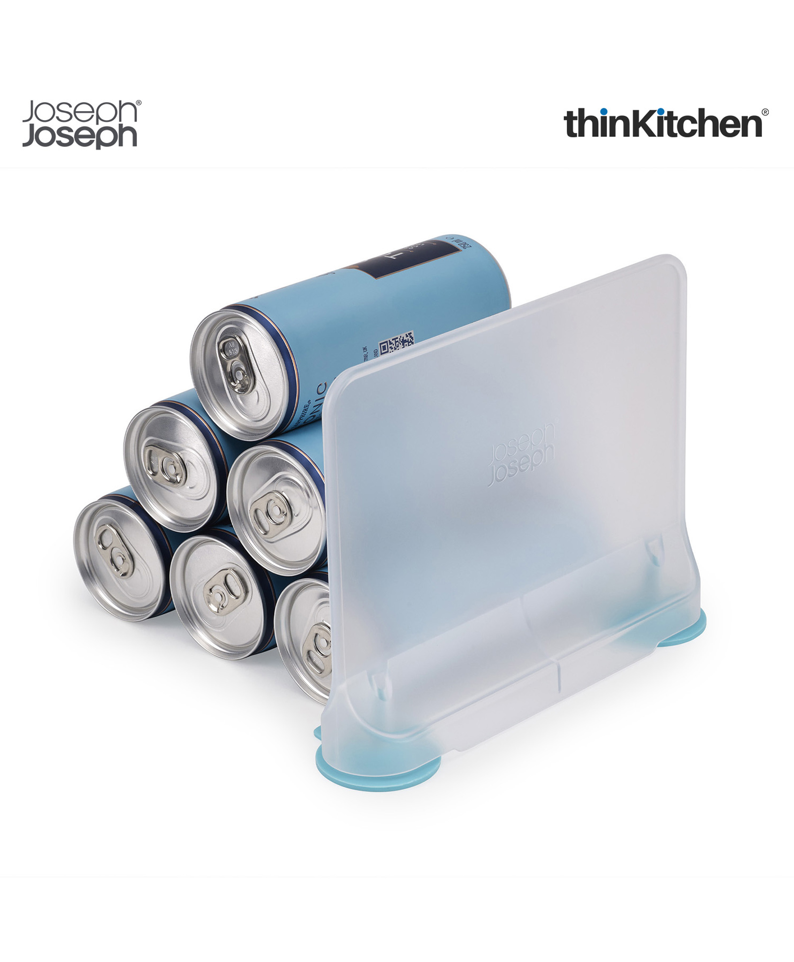 Joseph Joseph FridgeStore Under-Shelf Storage Drawer BPA-Free Refrigerator Divider with Suction Cups for Shelf Organisation for Cans & Bottles, Clear/Blue-image-28